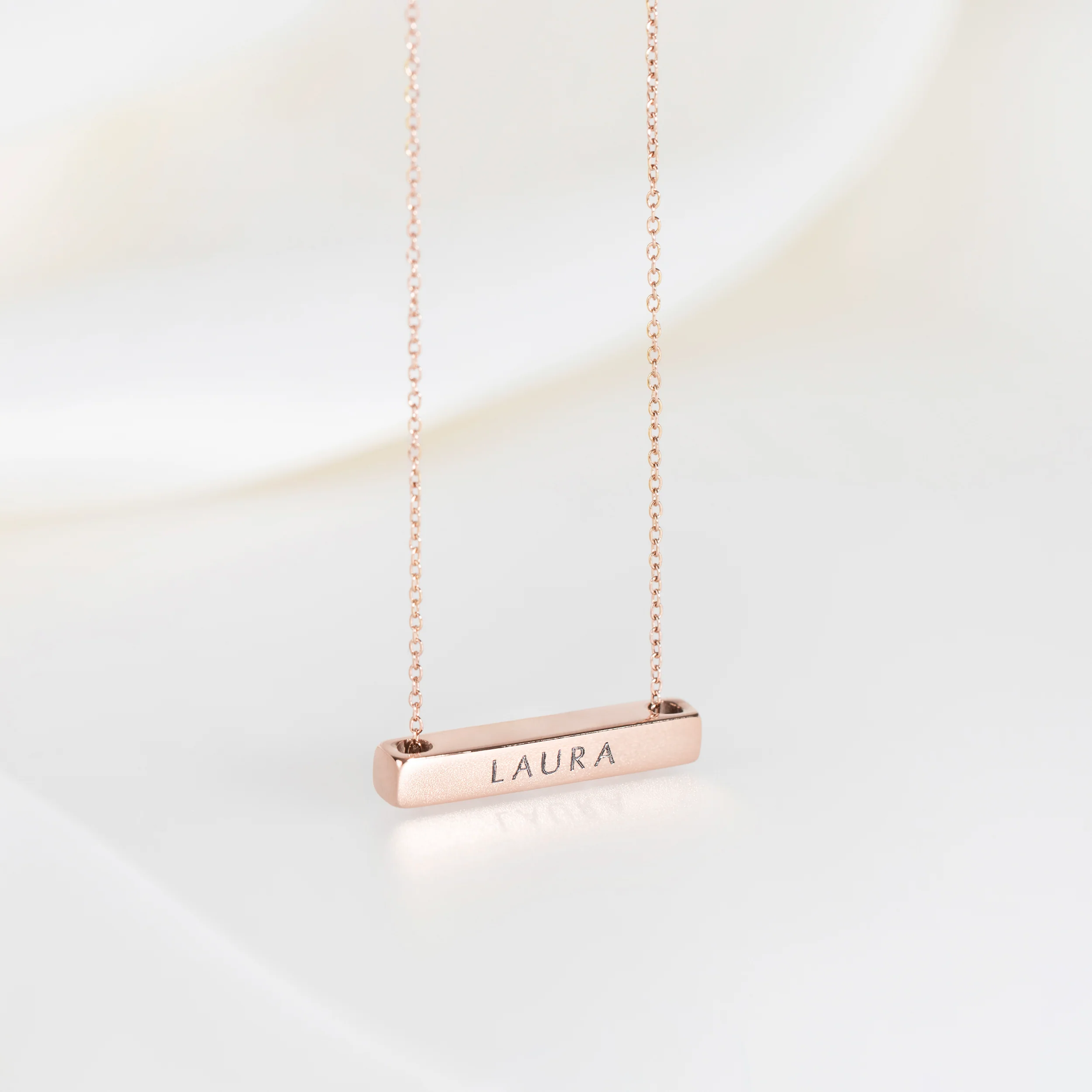 3cm Letter Bar Necklace in Rose Gold horizontal - Image 3