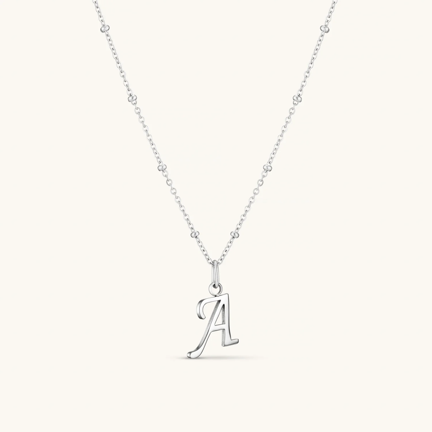 A Script Initial Necklace Silver