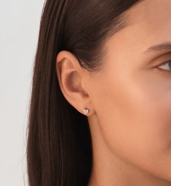 Adore Heart Stud Earrings Silver - Image 4