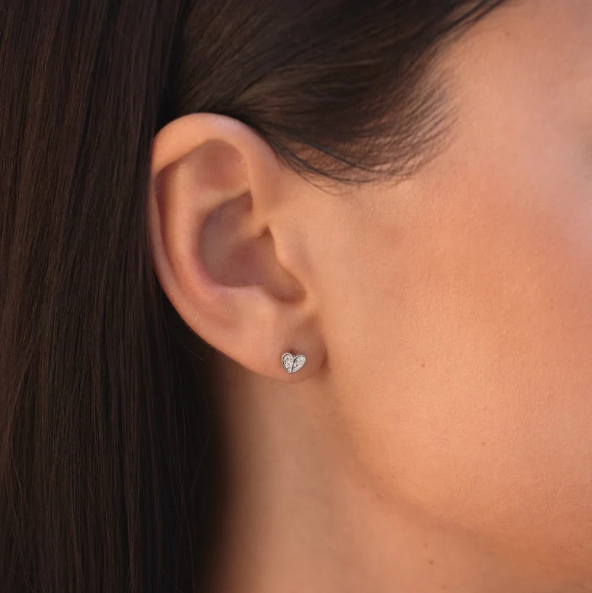 Adore Heart Stud Earrings Silver - Image 5
