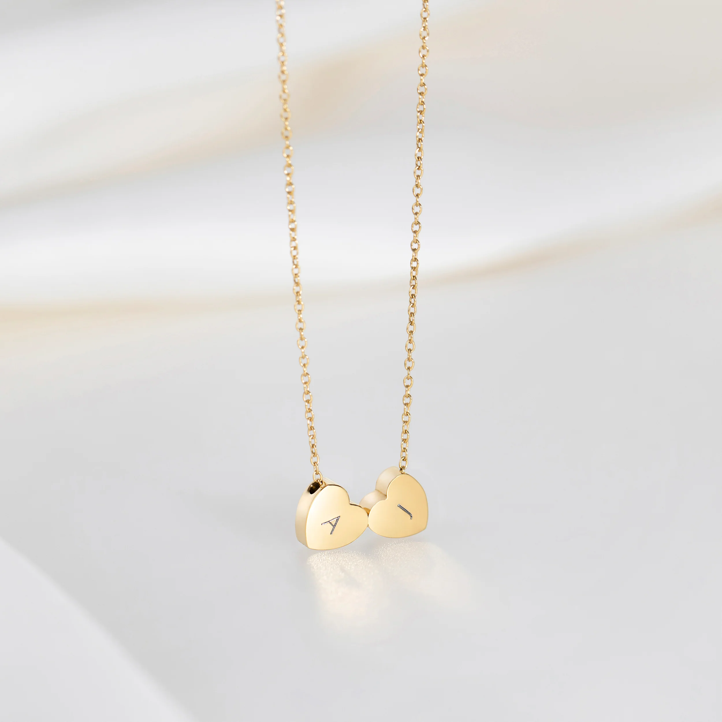Amo Heart Double Bead Necklace in Gold - Image 5