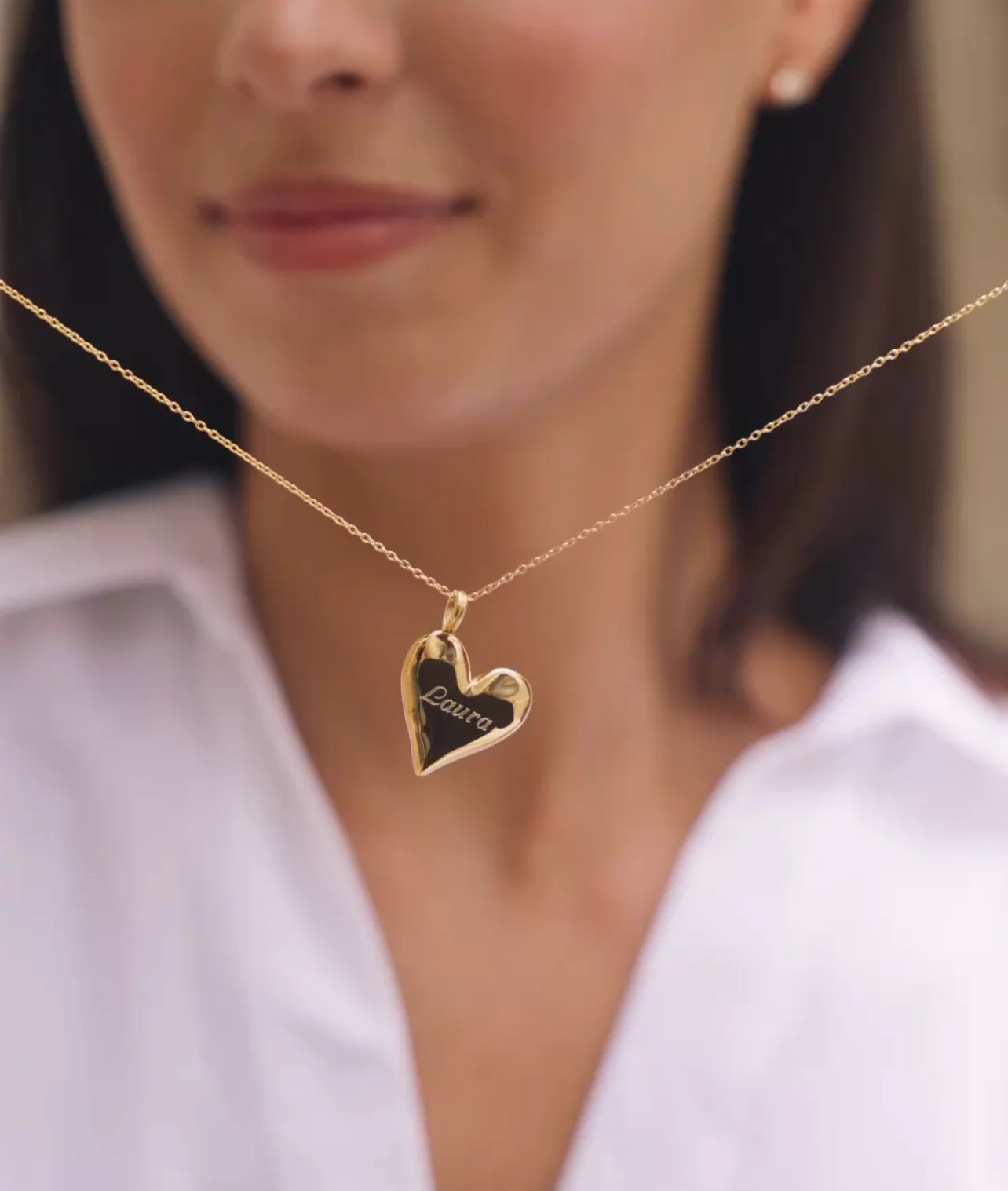 Amore Pendant Necklace & Diamond Trio Studs Gold - Image 4