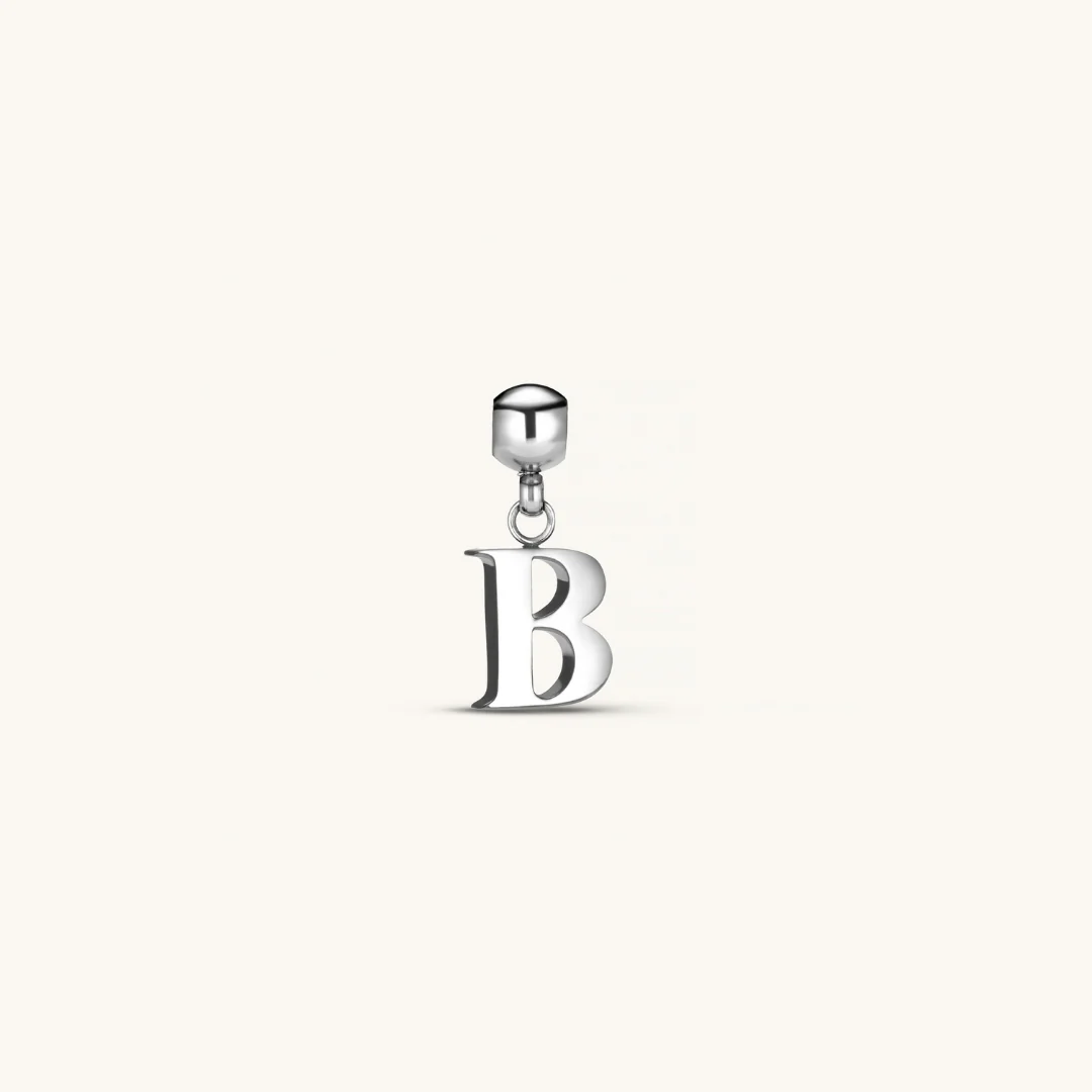 B Classic Initial Charm Silver