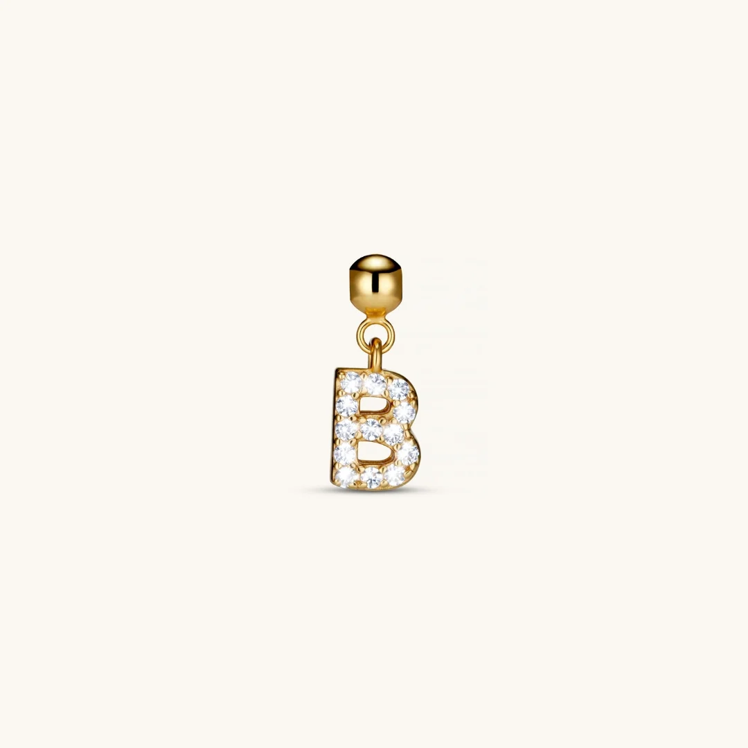 B Diamond Initial Charm Gold
