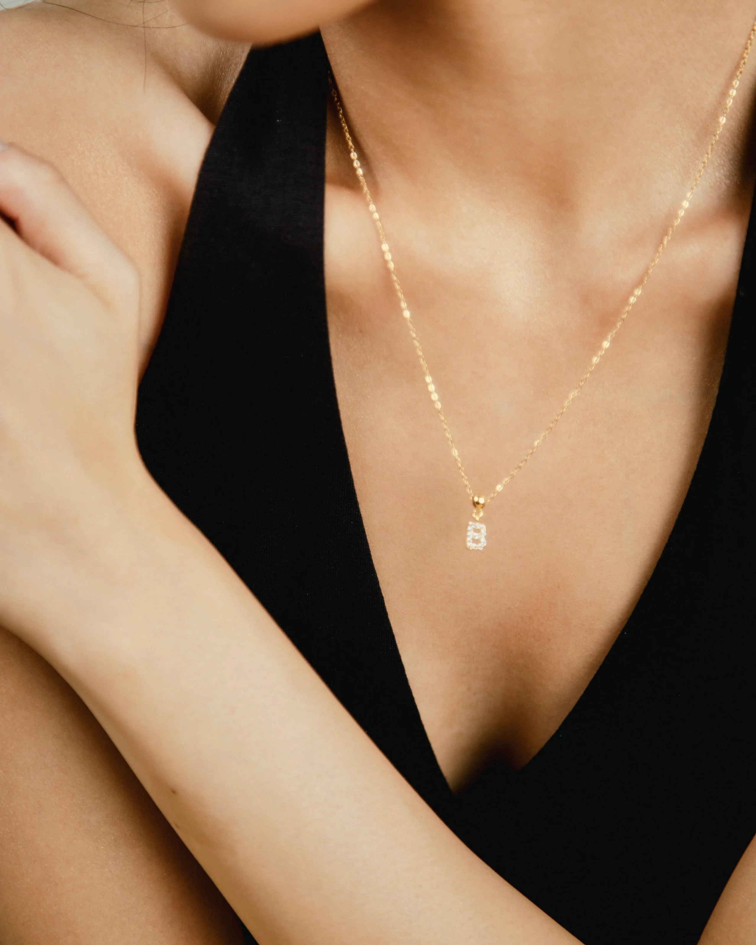 B Diamond Initial Charm Gold - Image 3