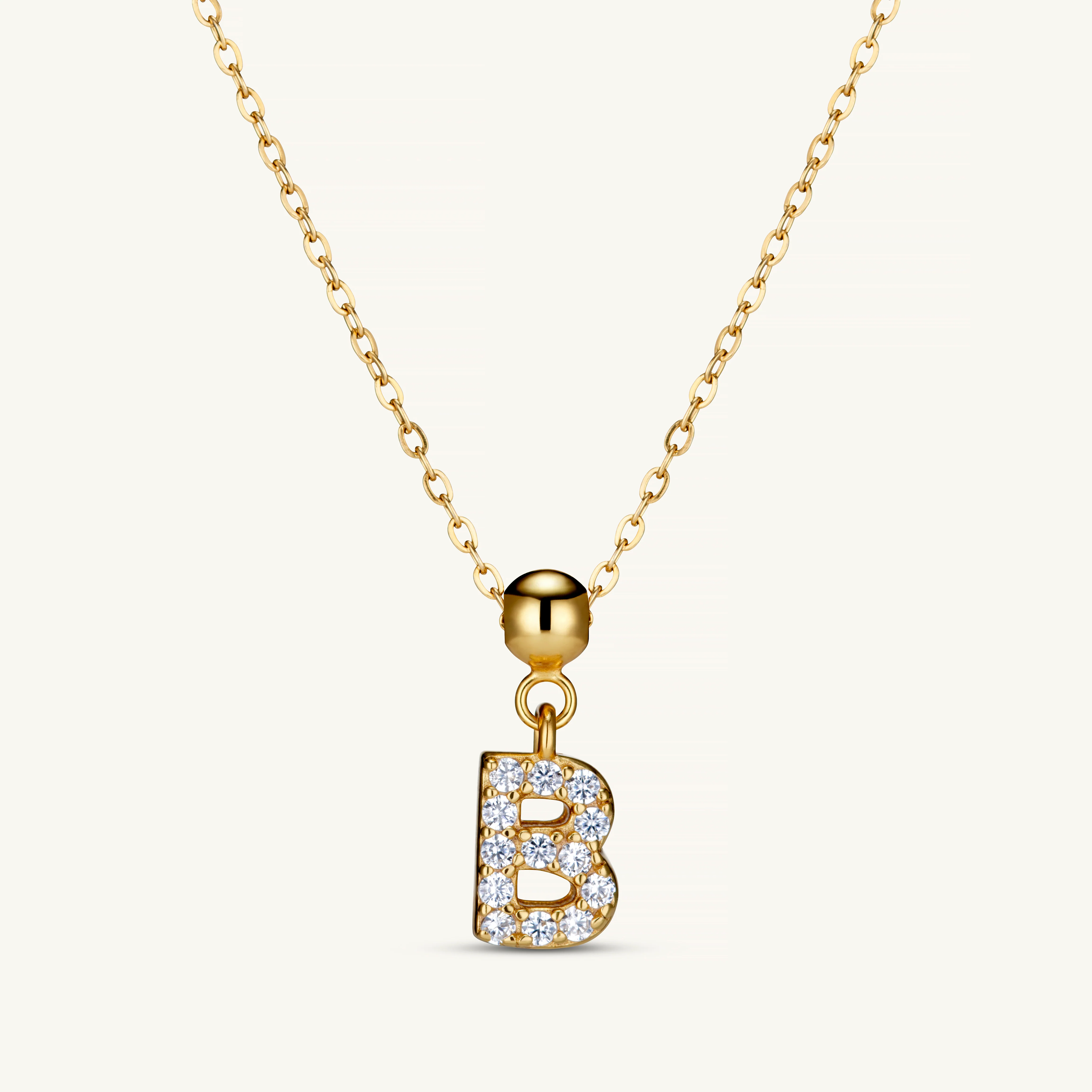 B Diamond Initial Charm Gold - Image 4