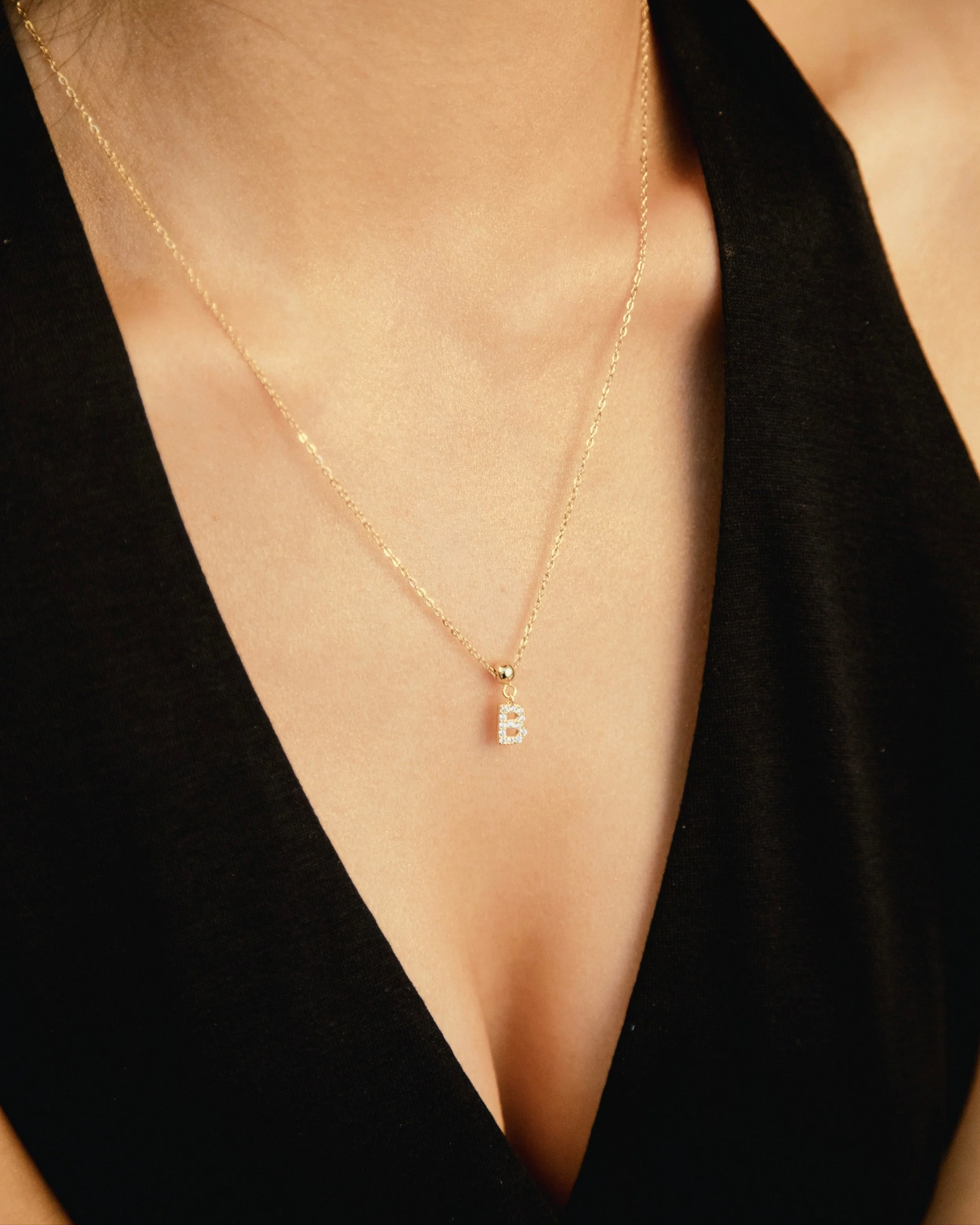 B Diamond Initial Charm Gold - Image 2