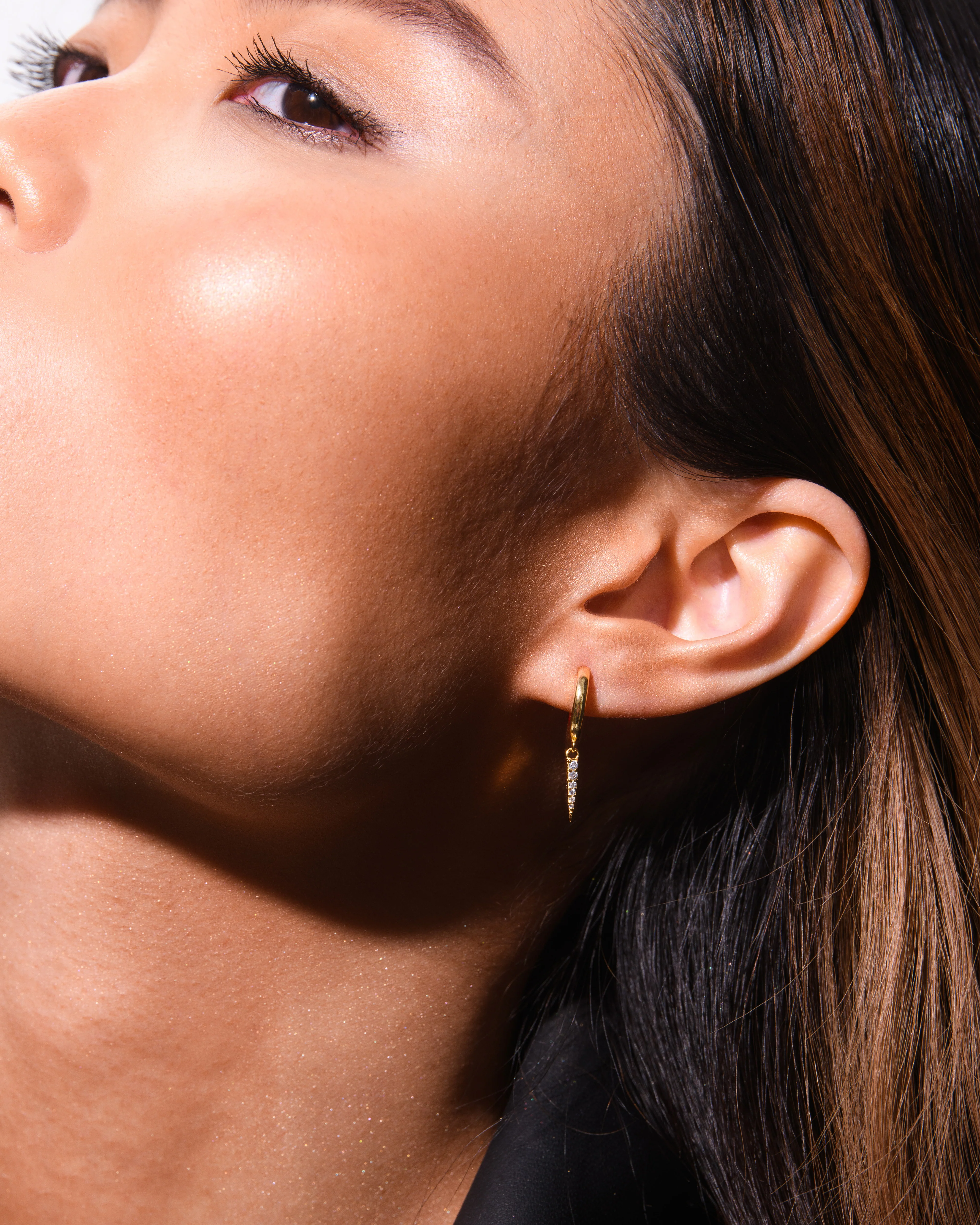 Pave Drop Earrings Gold - Image 2