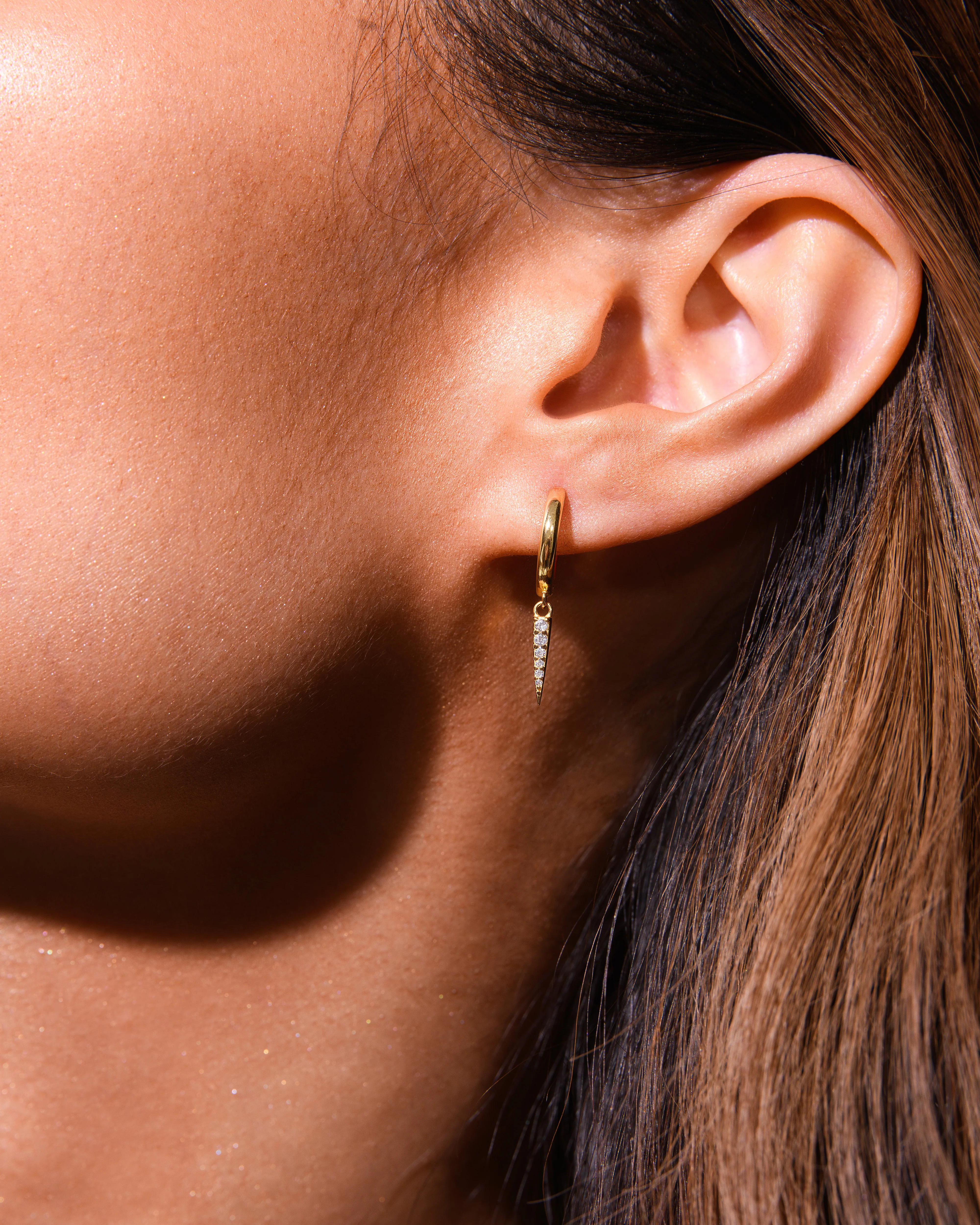 Pave Drop Earrings Gold - Image 3
