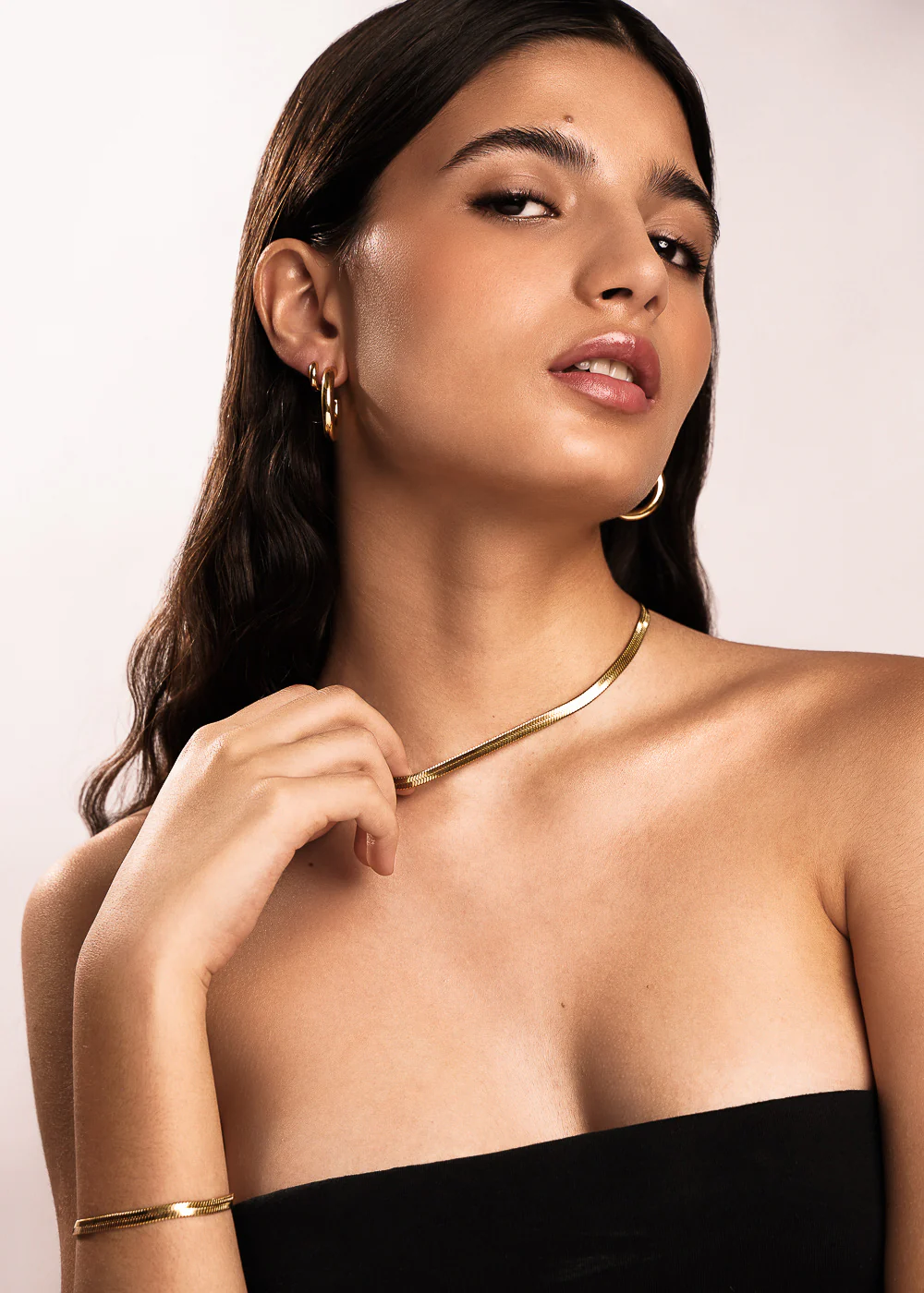 Bold Herringbone Matching Set In Gold Size M/L - Image 4