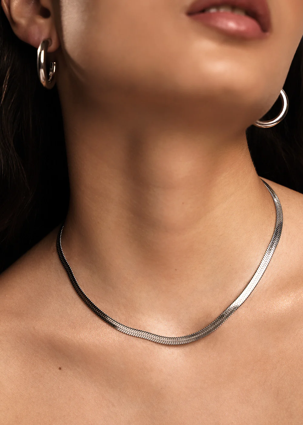 Bold Herringbone Matching Set In Silver Size S/M - Image 5