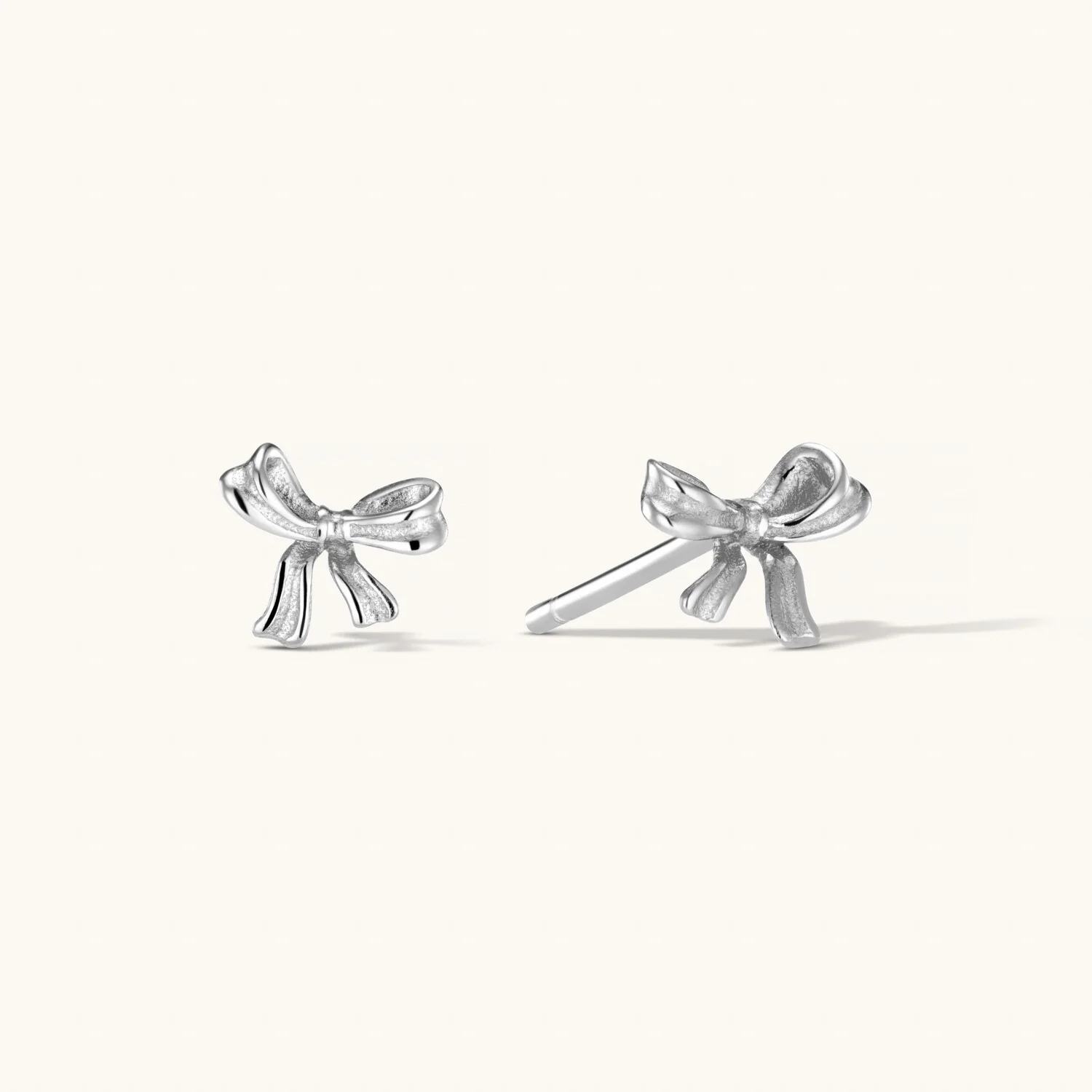Bow Stud Earrings Silver