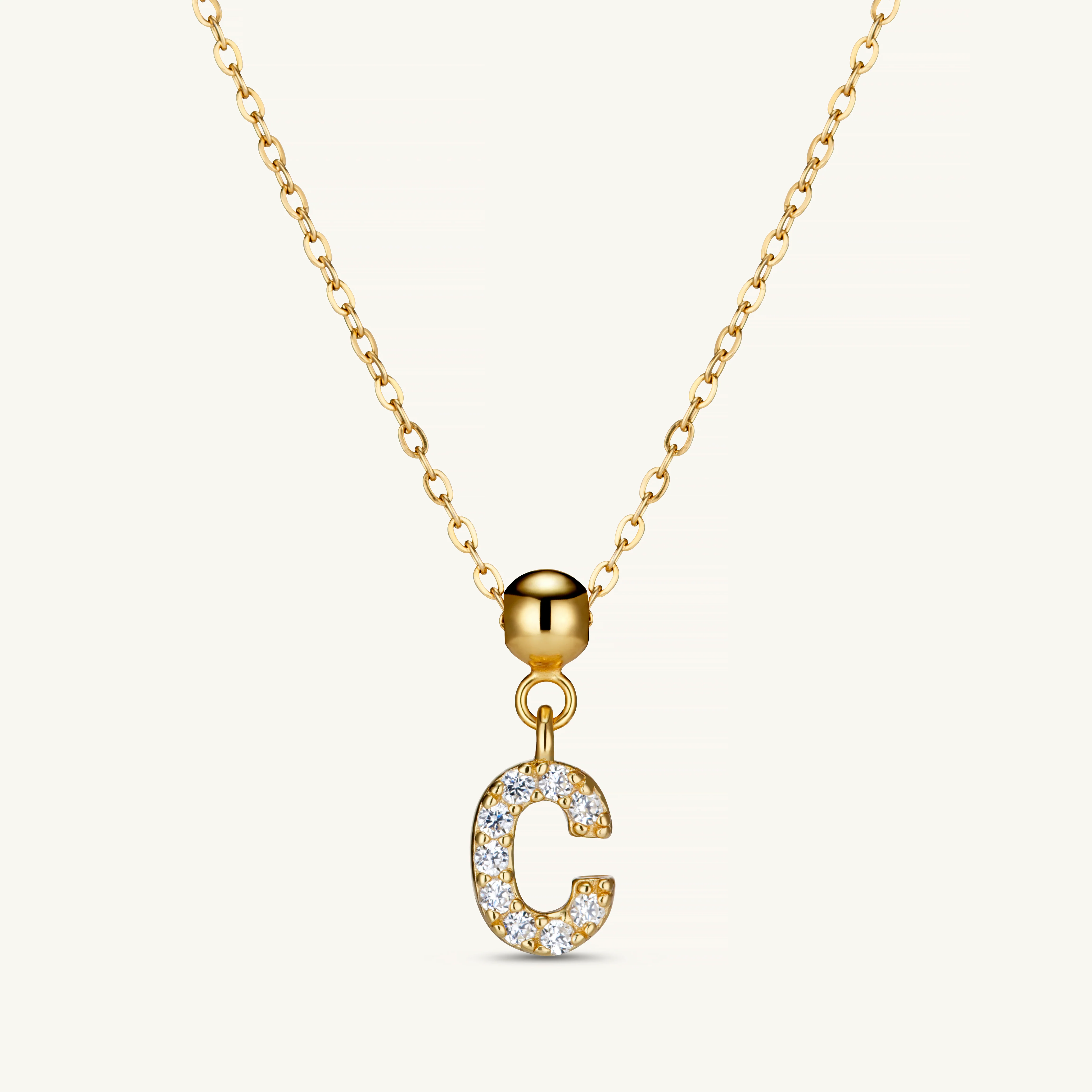 C Diamond Initial Charm Gold - Image 4