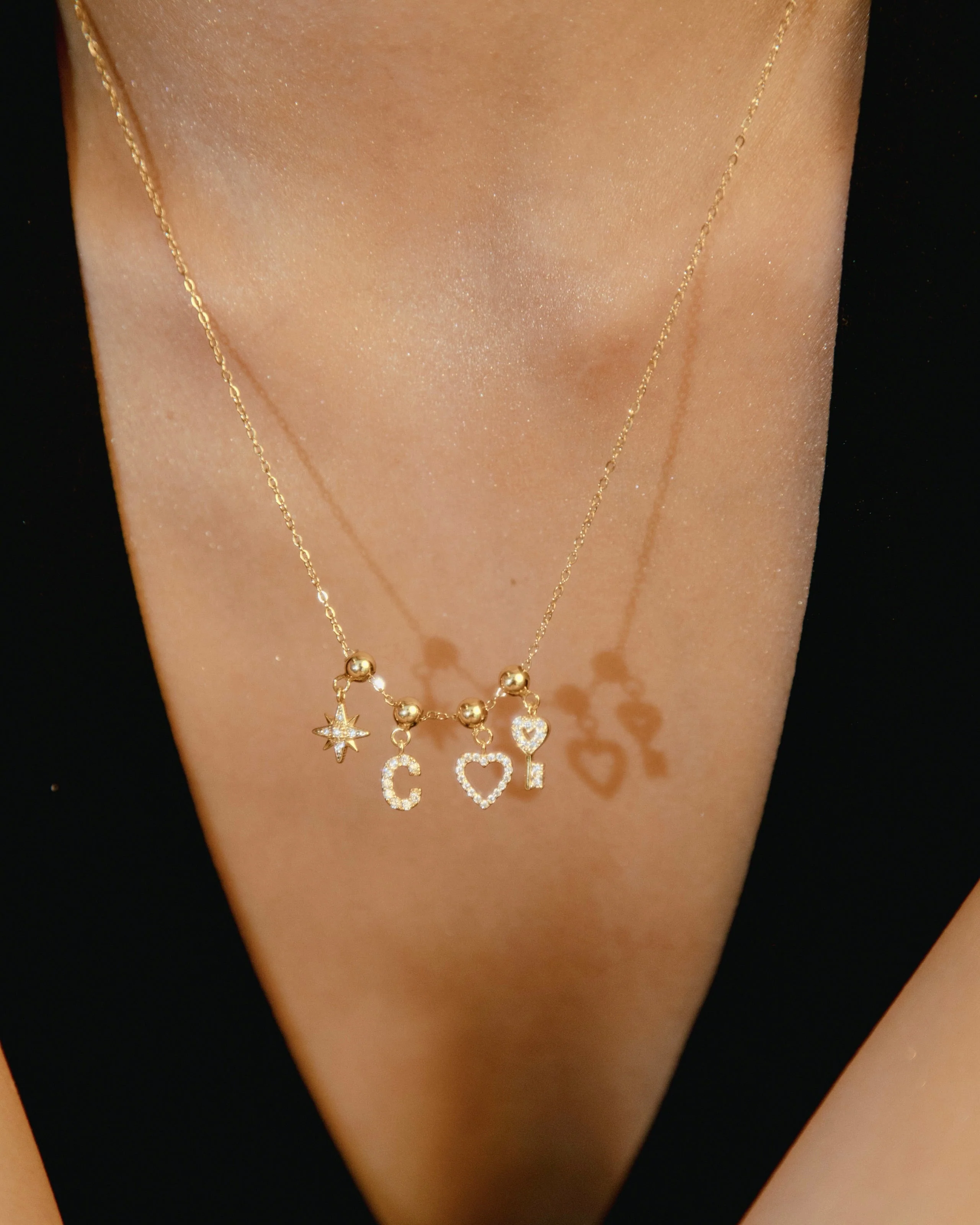 C Diamond Initial Charm Gold - Image 5