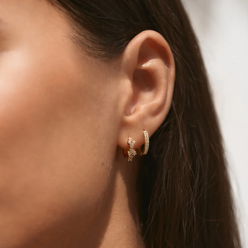 Small Pave Hoops Gold - Image 8
