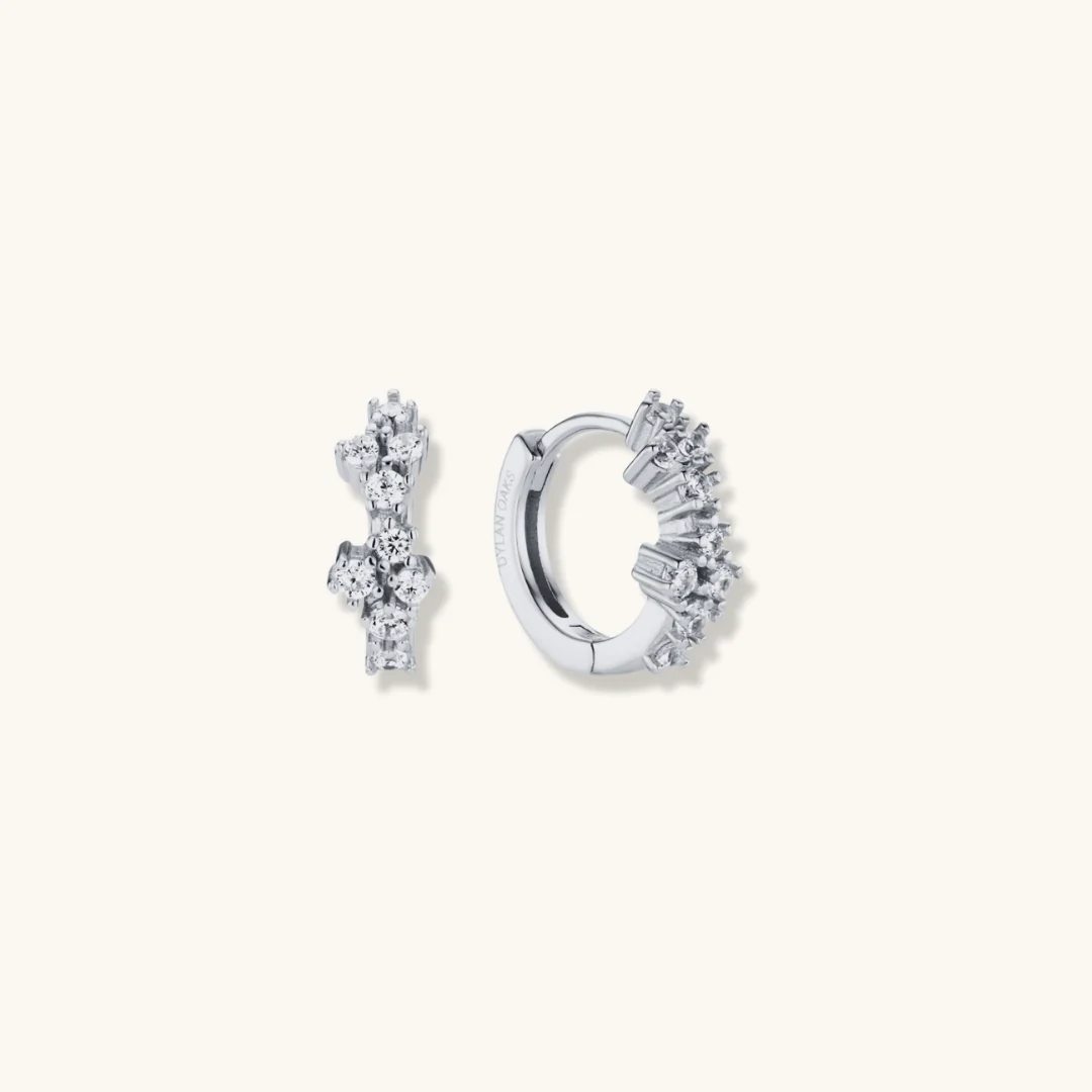 Crystal Infinity Hoop Earrings Silver