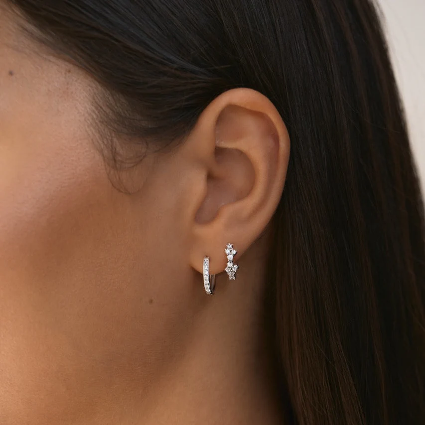 Small Pave Hoops Silver - Image 5