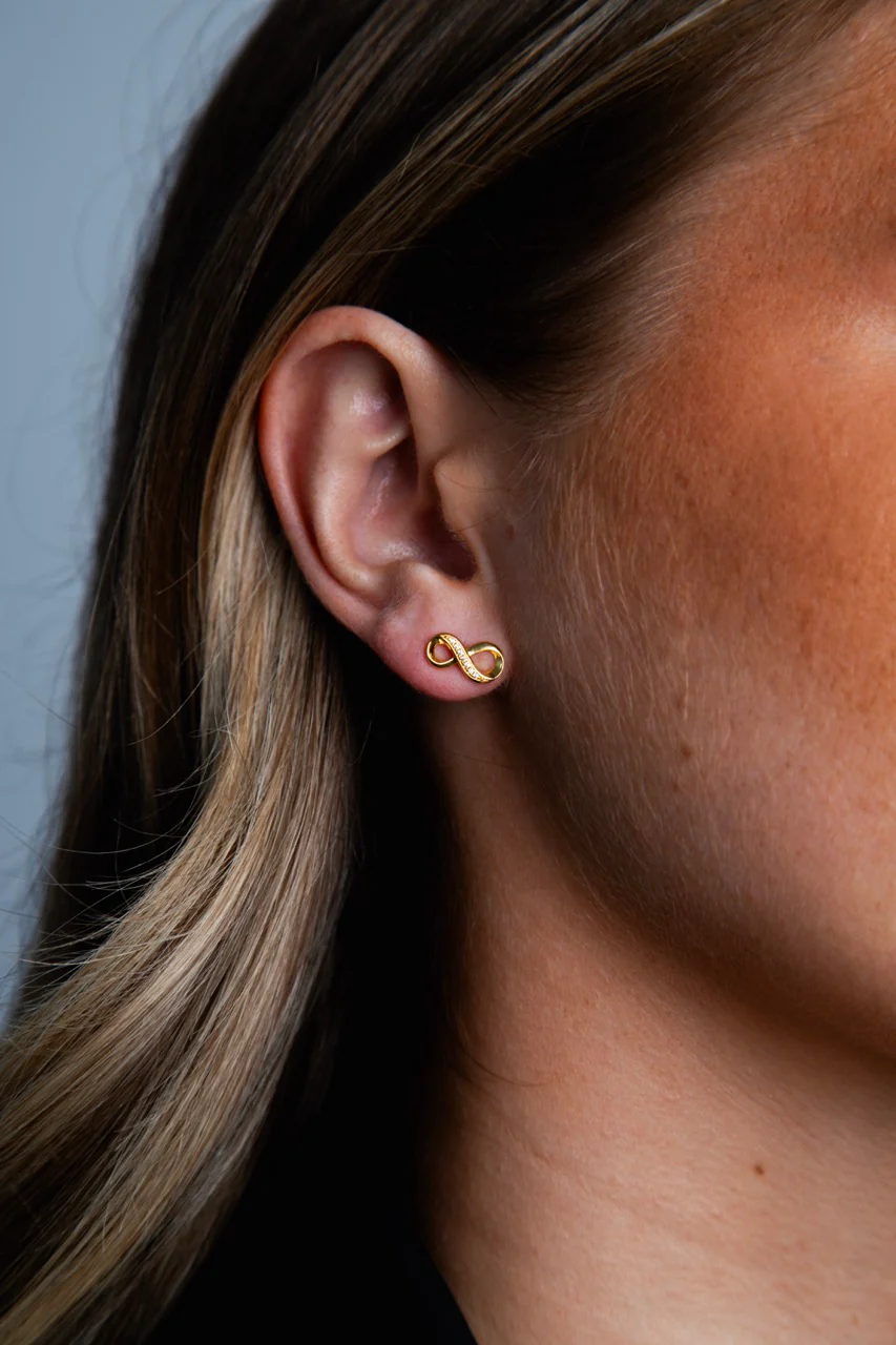 Crystal Infinity Stud Earrings Gold - Image 5