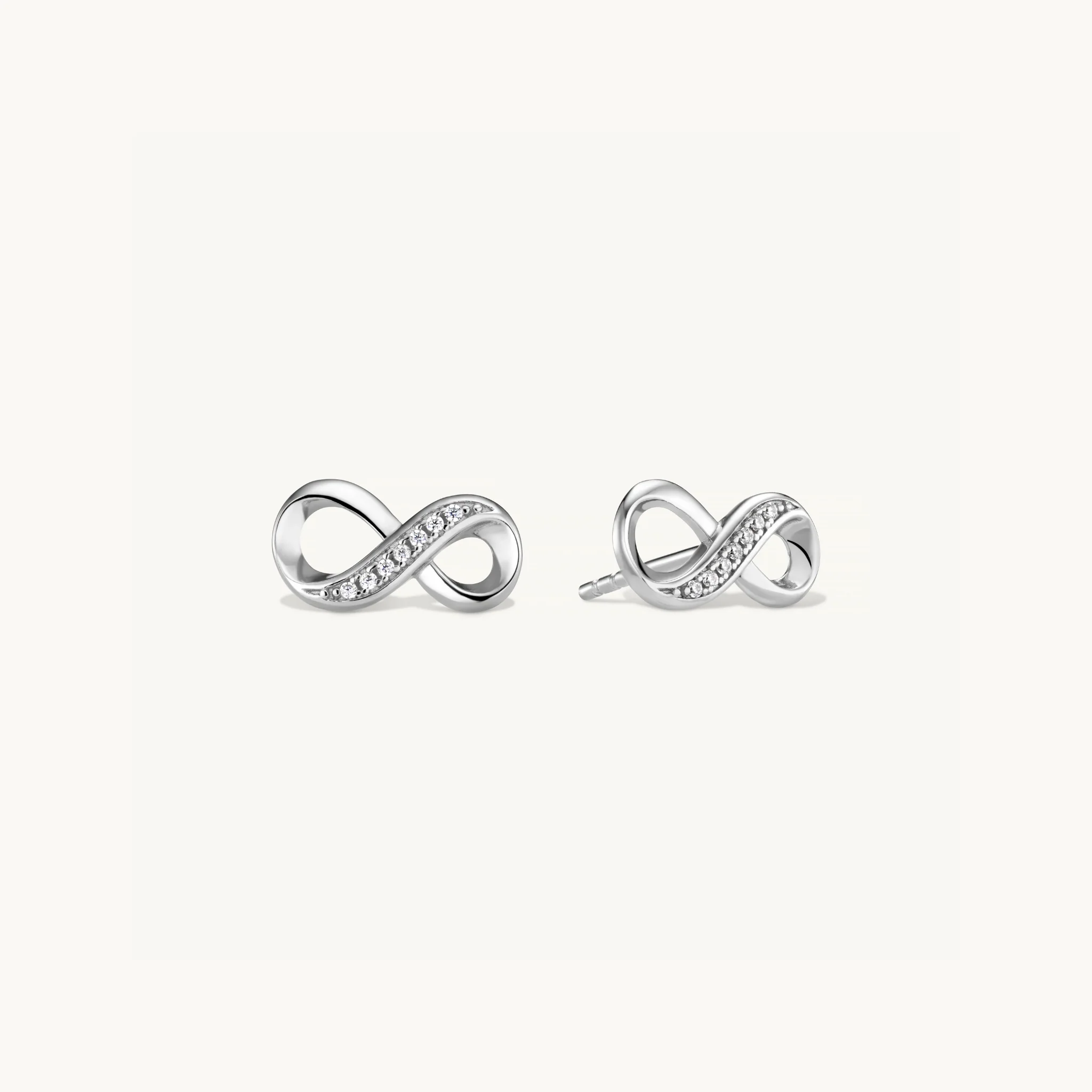 Crystal Infinity Stud Earrings Silver