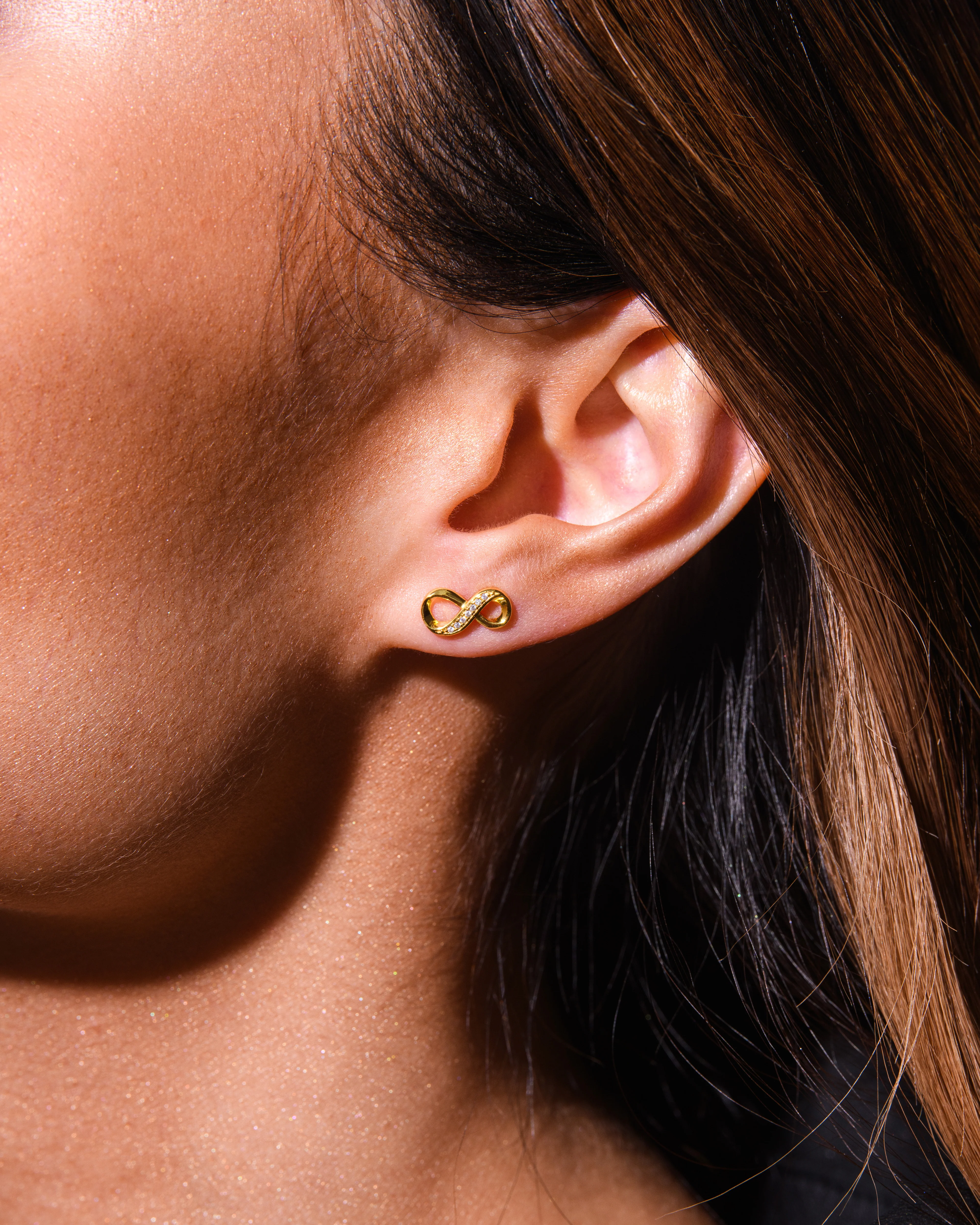 Crystal Infinity Stud Earrings Silver - Image 3