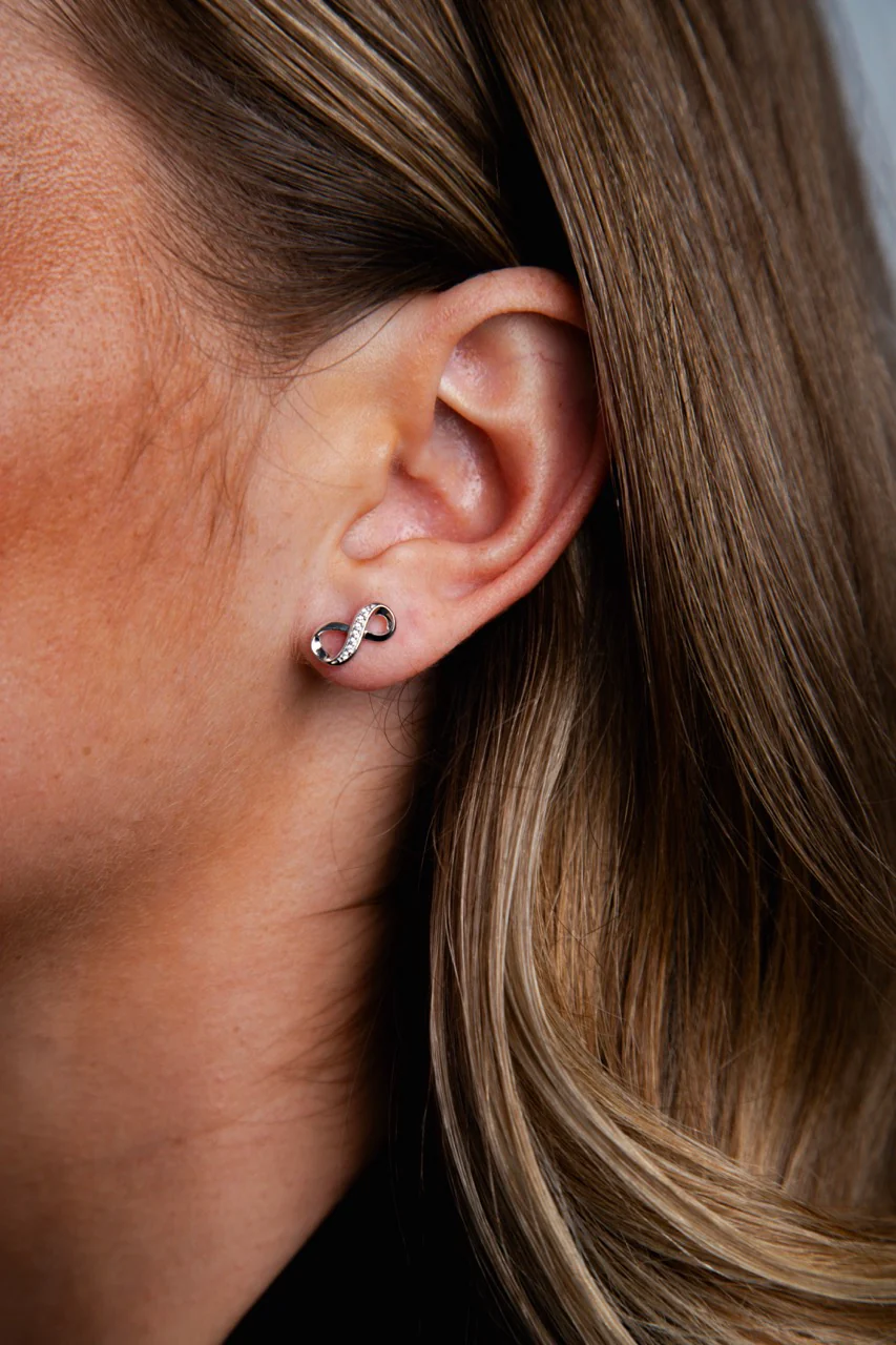 Crystal Infinity Stud Earrings Silver - Image 4