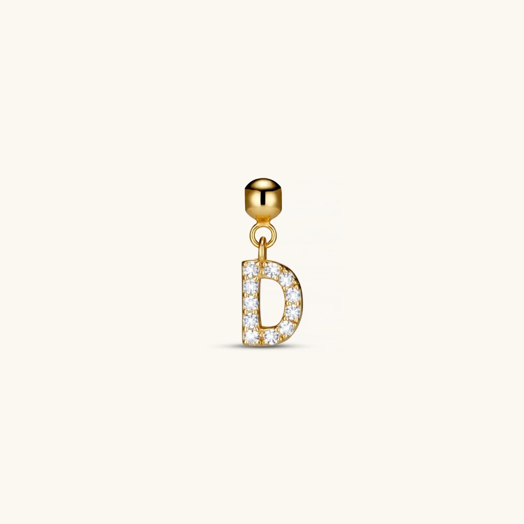 D Diamond Initial Charm Gold