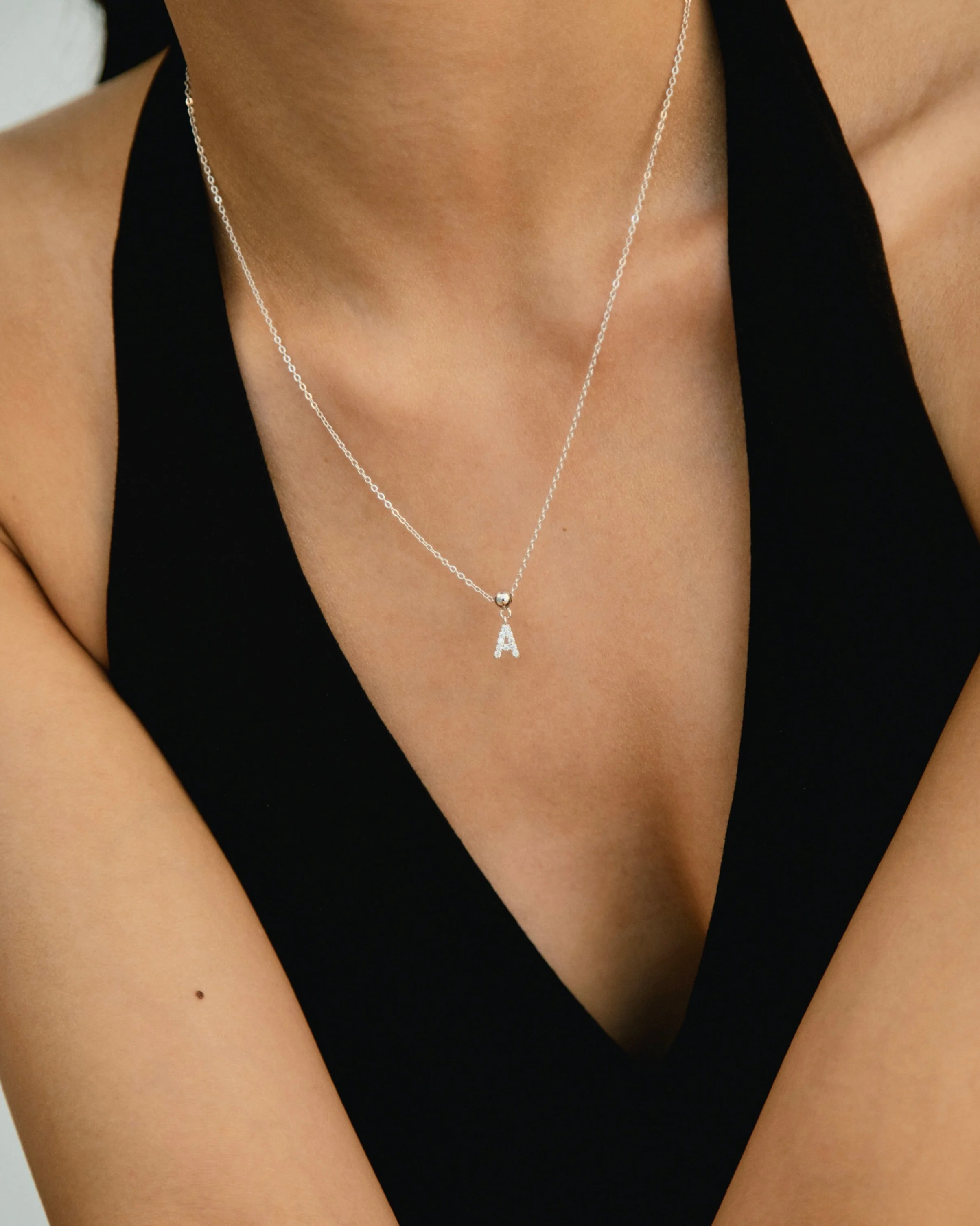 D Diamond Initial Charm Silver - Image 2