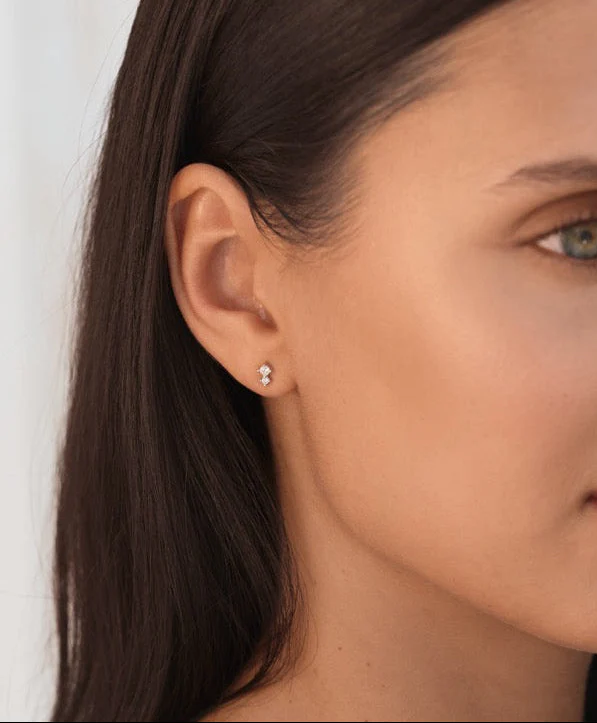 Duo Climber Stud Earrings Silver - Image 5