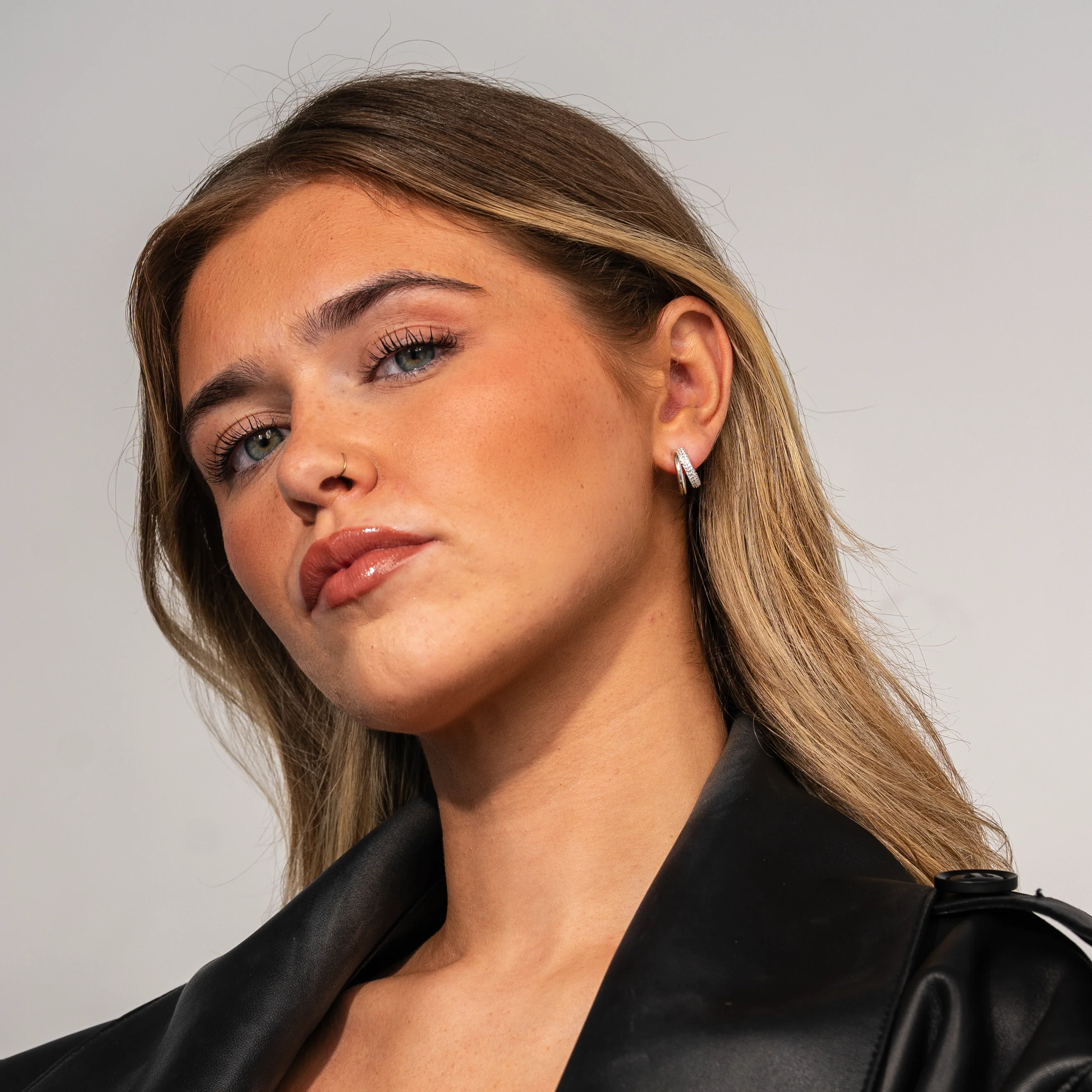 Duo Layered Hoops Silver - Image 2