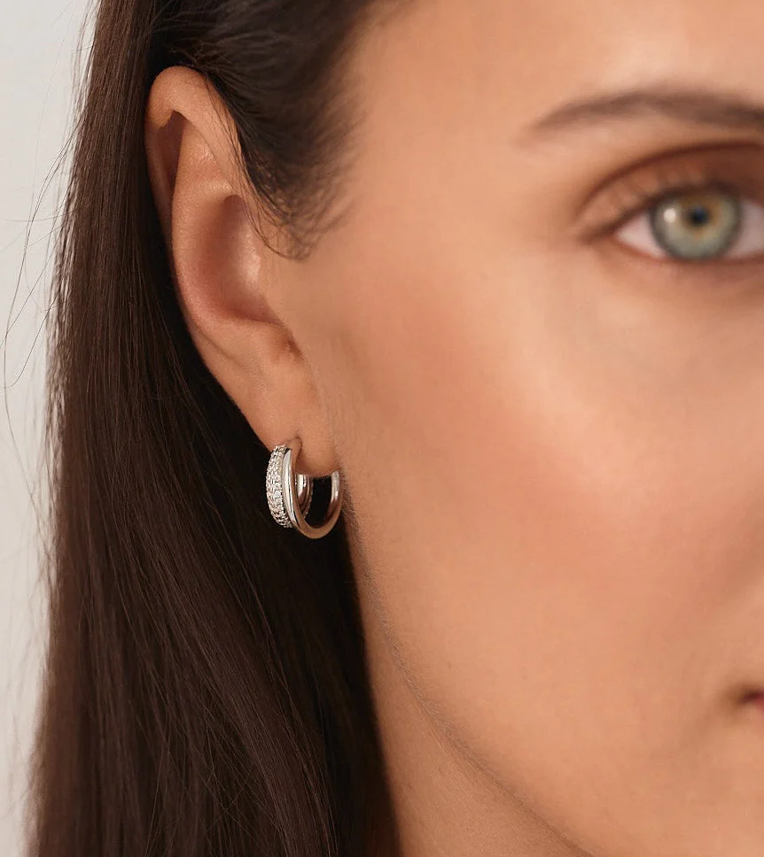 Duo Layered Hoops Silver - Image 5