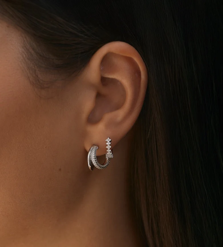 Duo Layered Hoops Silver - Image 6