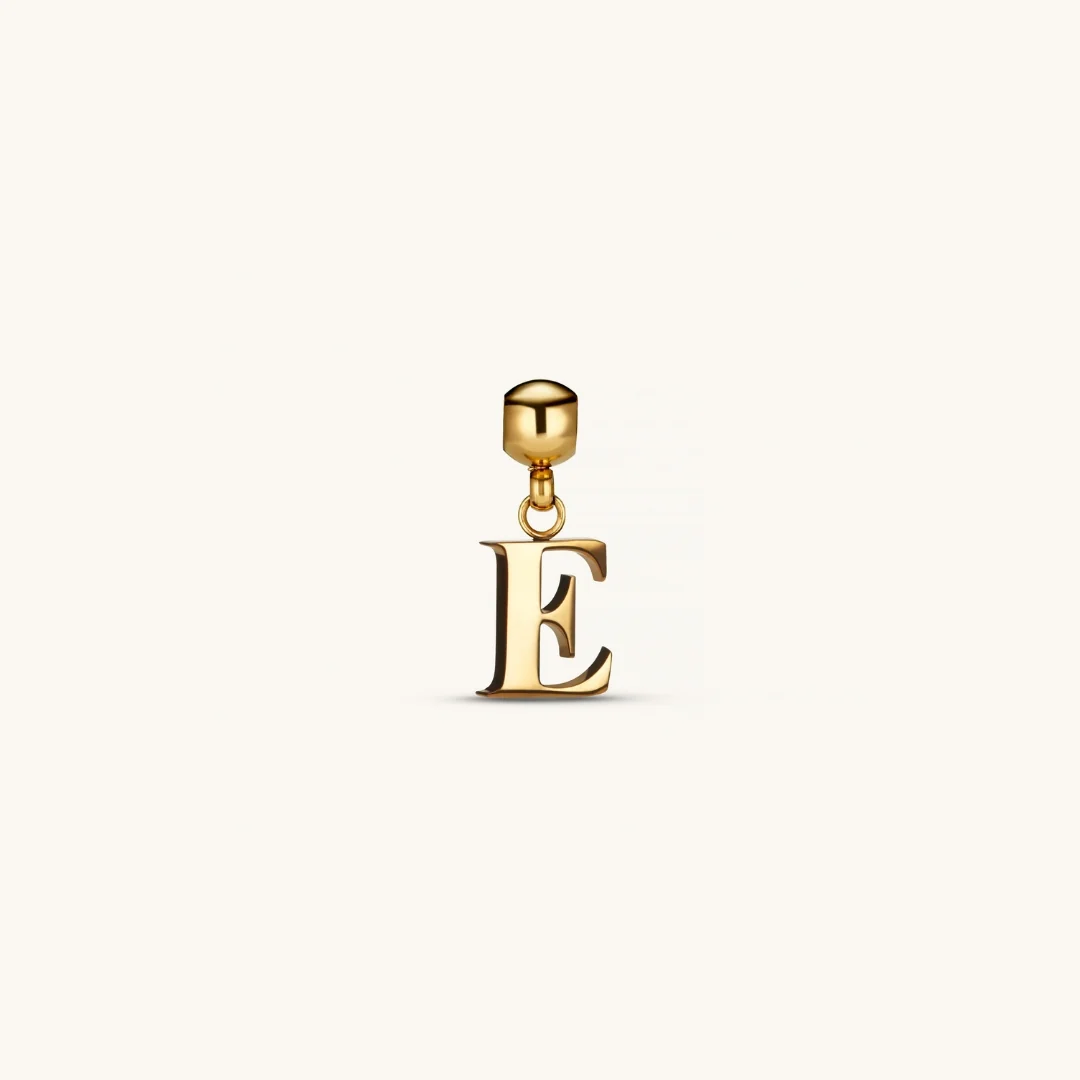 E Classic Initial Charm Gold