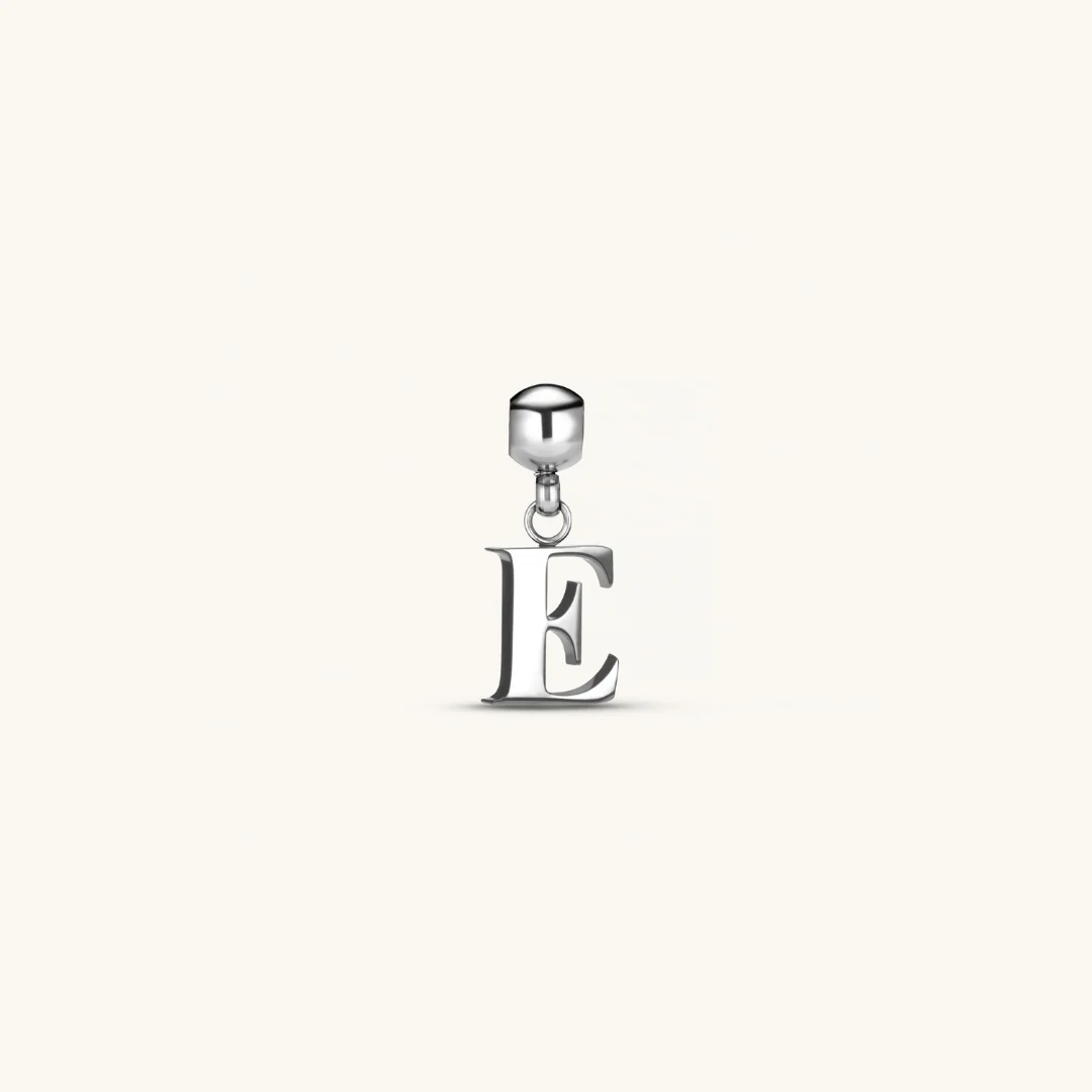 E Classic Initial Charm Silver