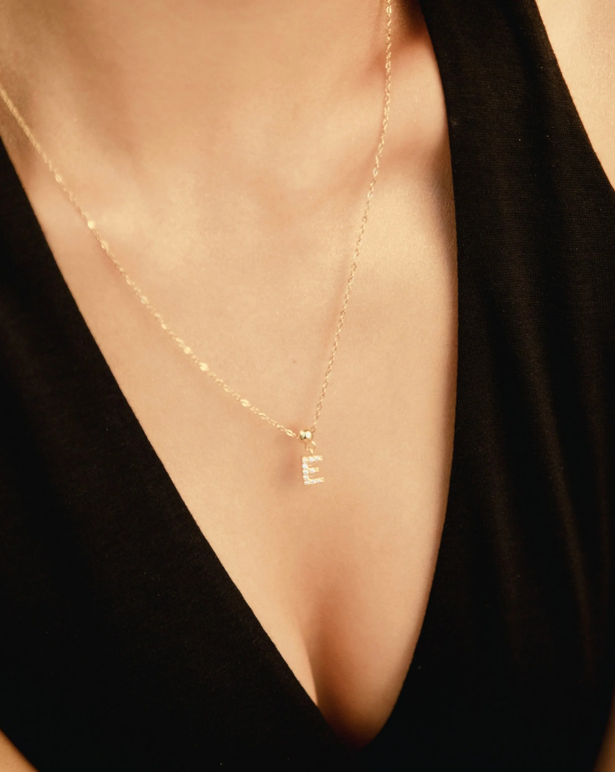 E Diamond Initial Charm Gold - Image 2