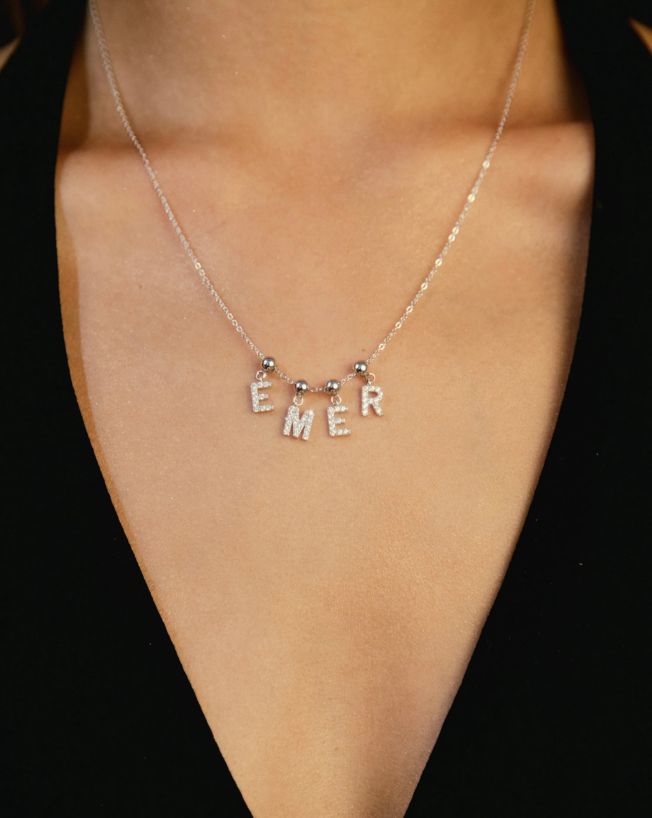 E Diamond Initial Charm Silver - Image 4