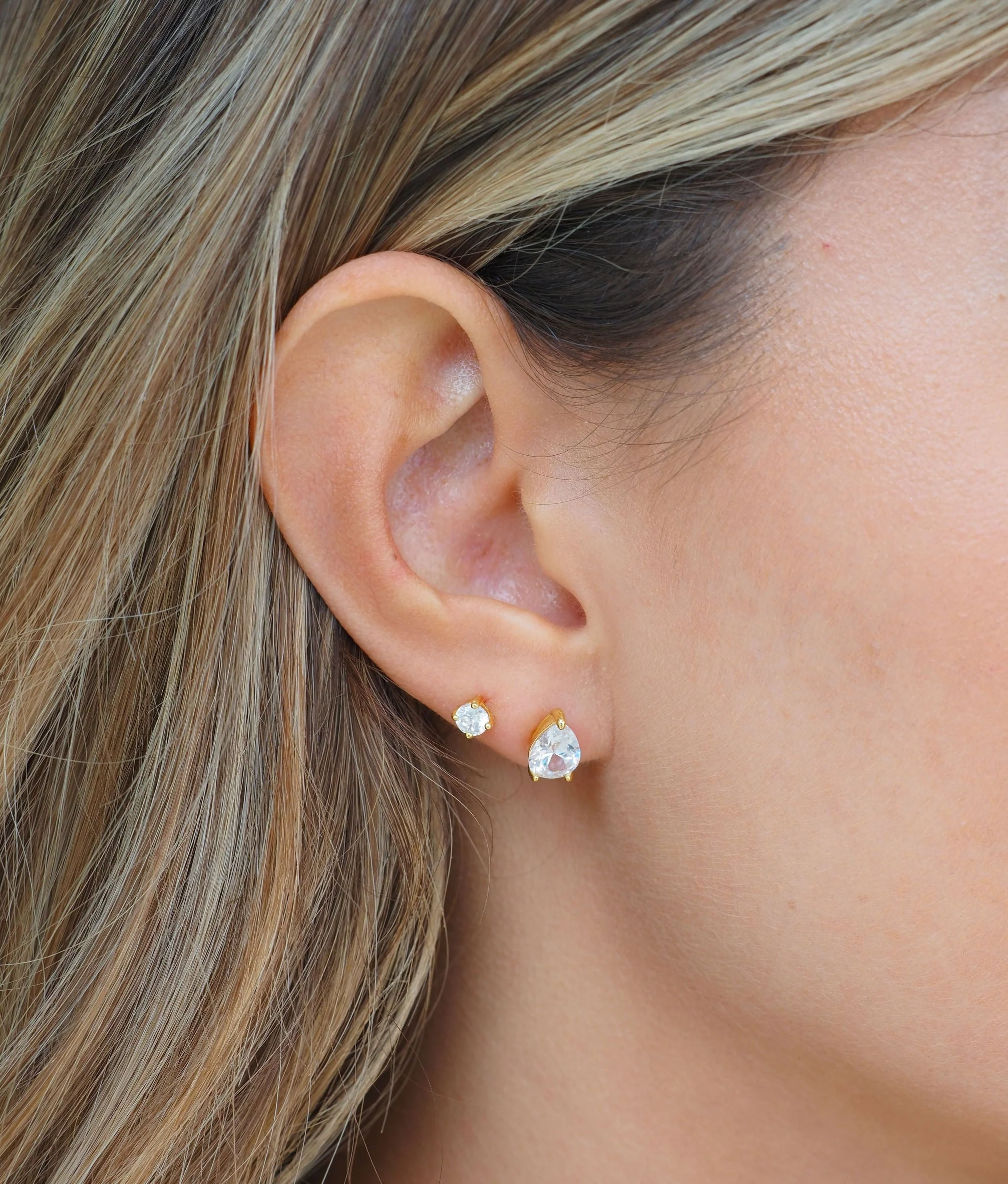 Teardrop Studs In Gold - Image 6