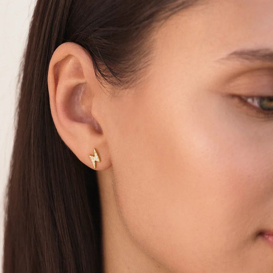 Lightning Studs In Gold - Image 4