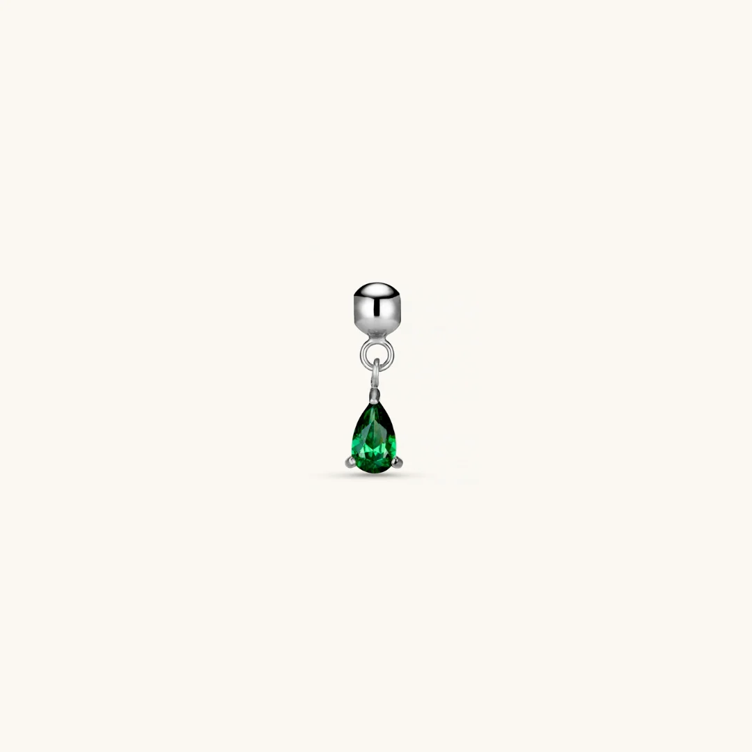 Emerald Crystal Charm Silver