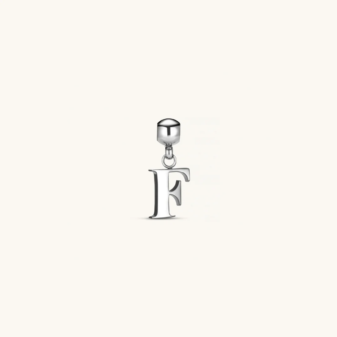 F Classic Initial Charm Silver