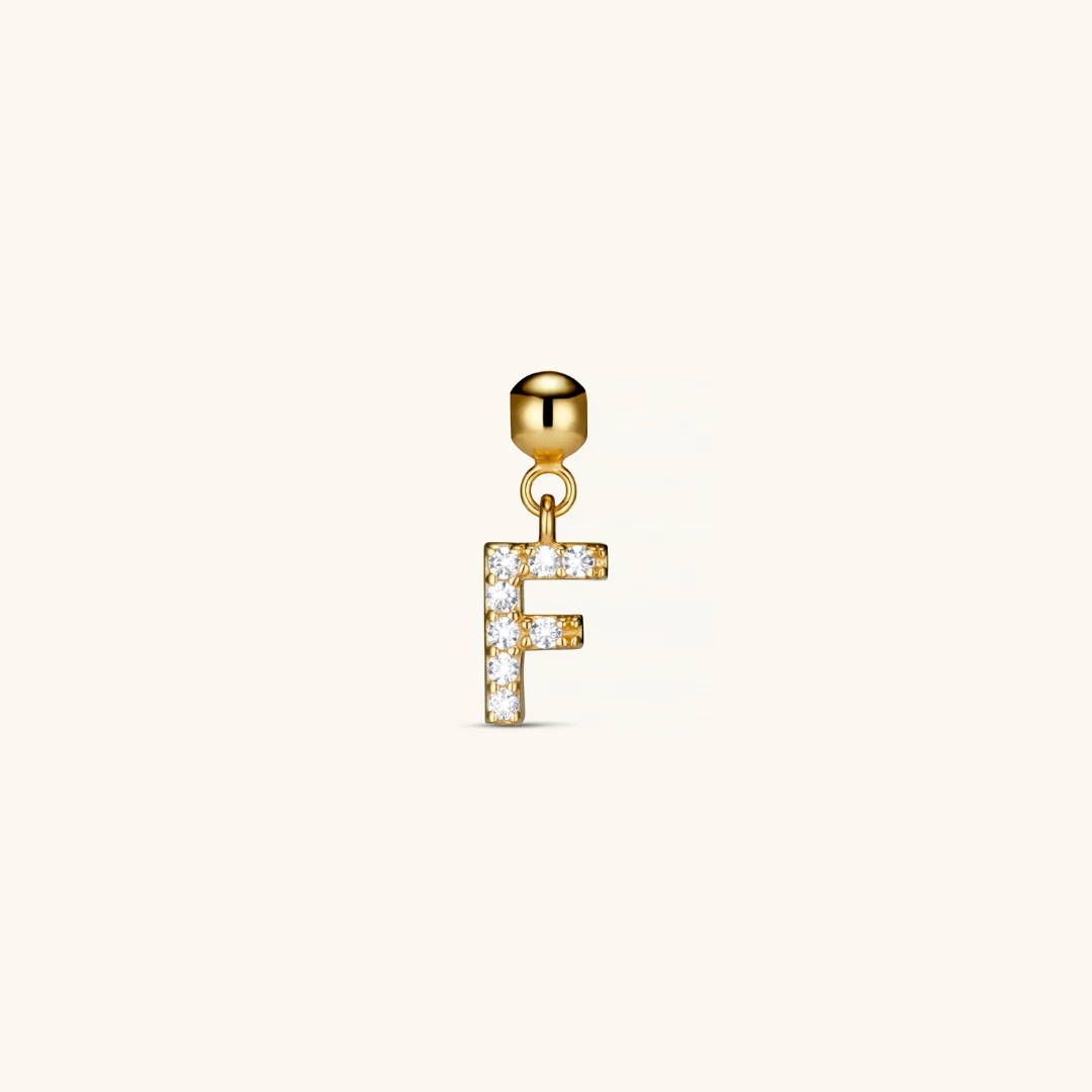 F Diamond Initial Charm Gold