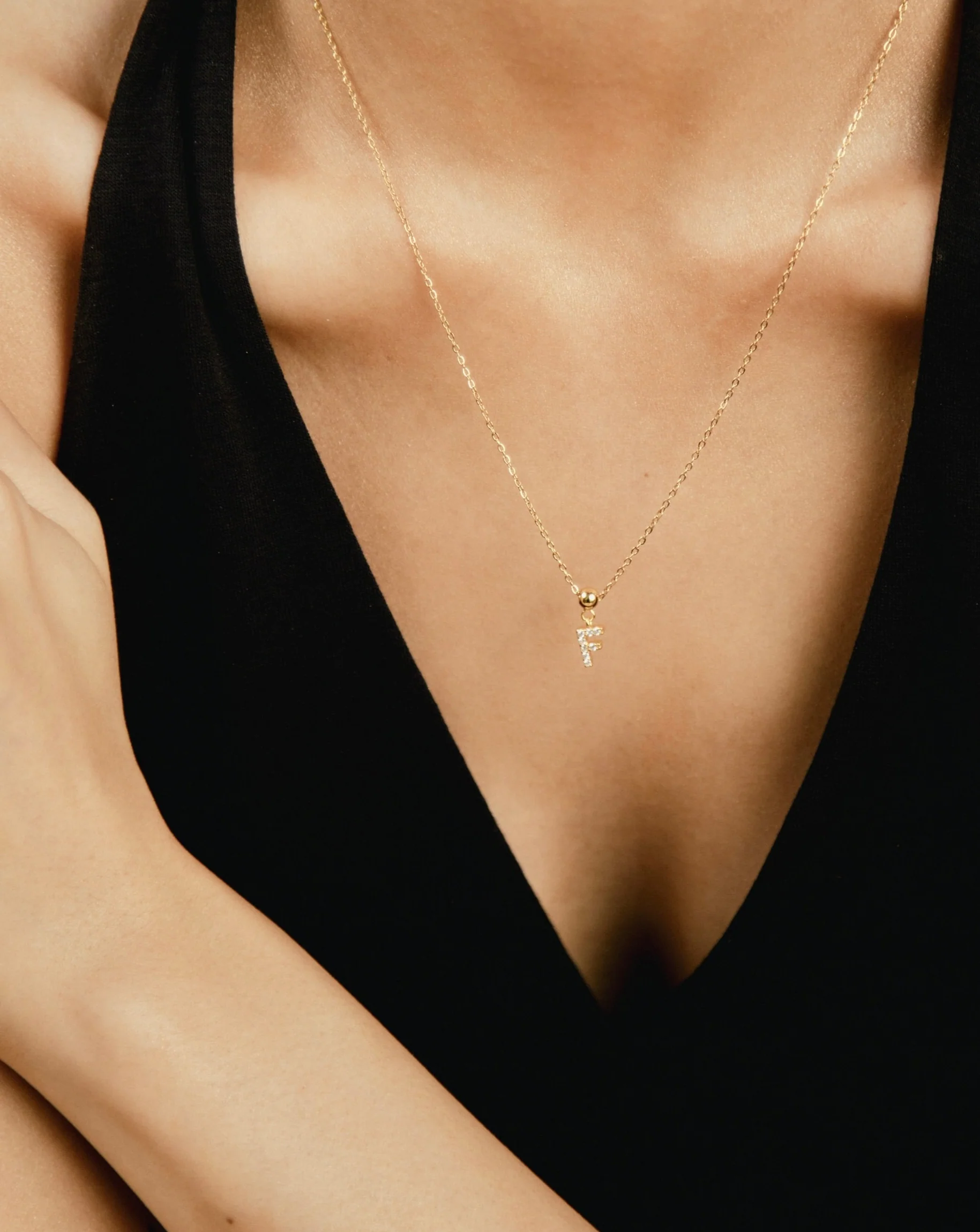 F Diamond Initial Charm Gold - Image 2