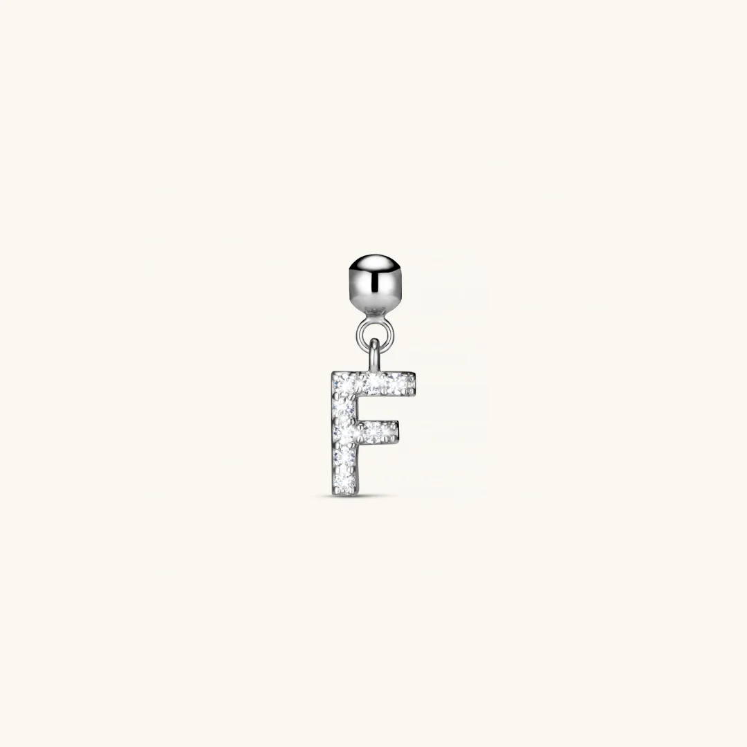 F Diamond Initial Charm Silver
