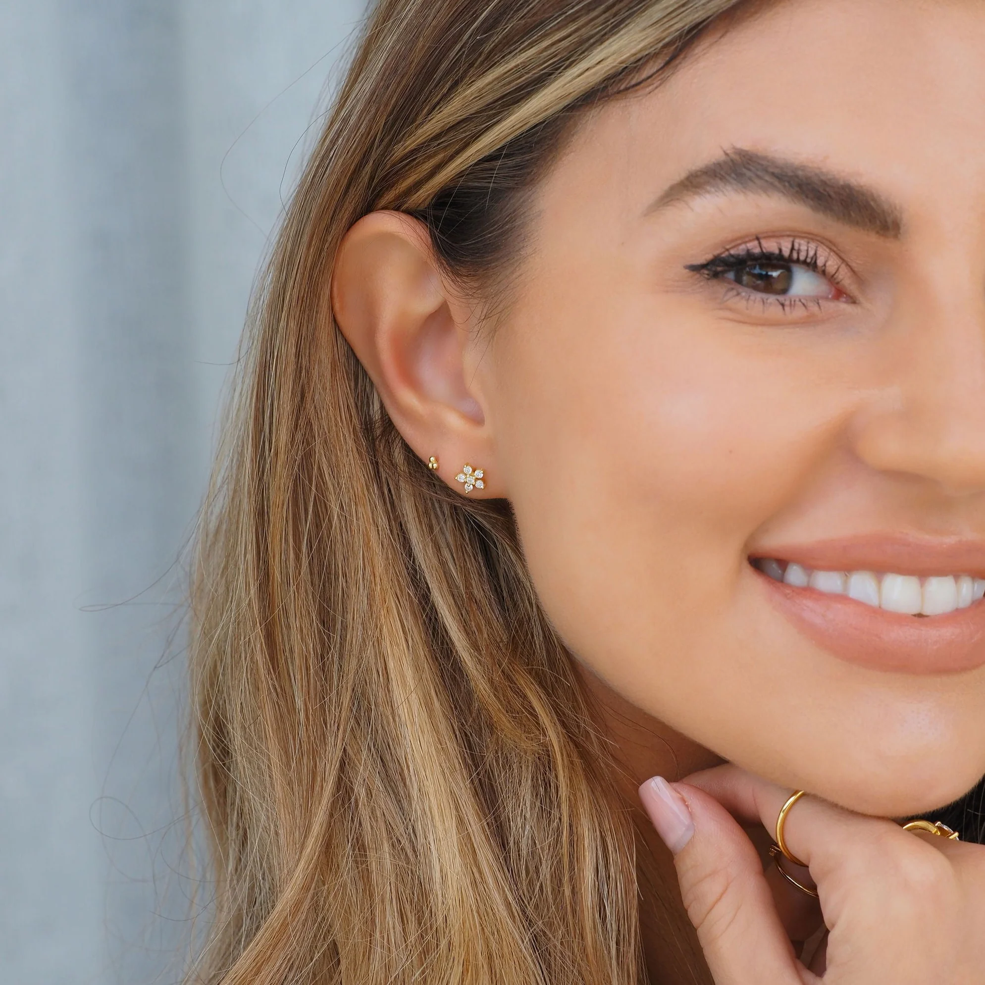Flower Diamond Stud Earring in Silver - Image 9