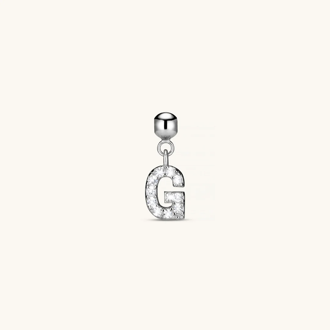 G Diamond Initial Charm Silver