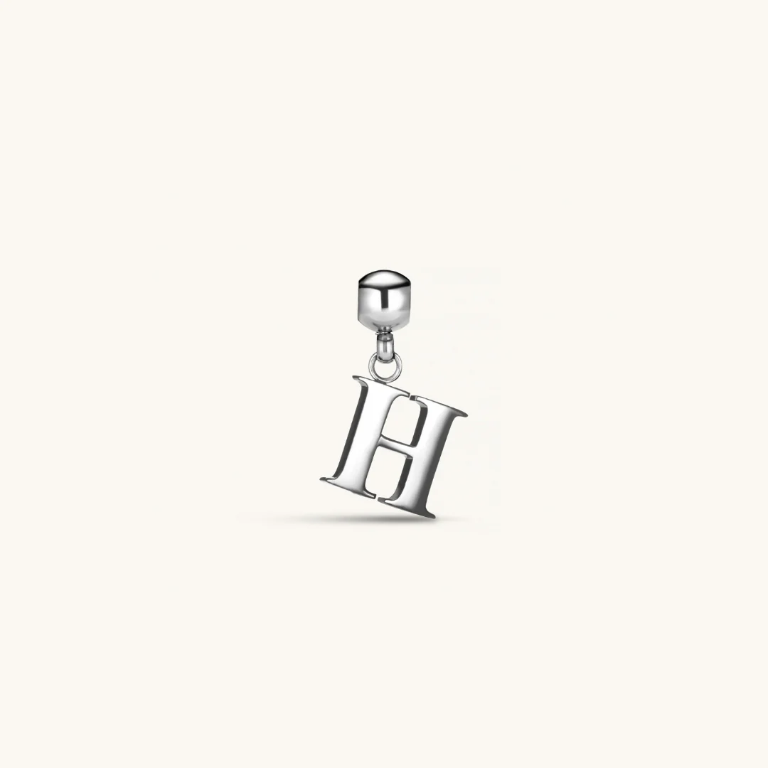 H Classic Initial Charm Silver