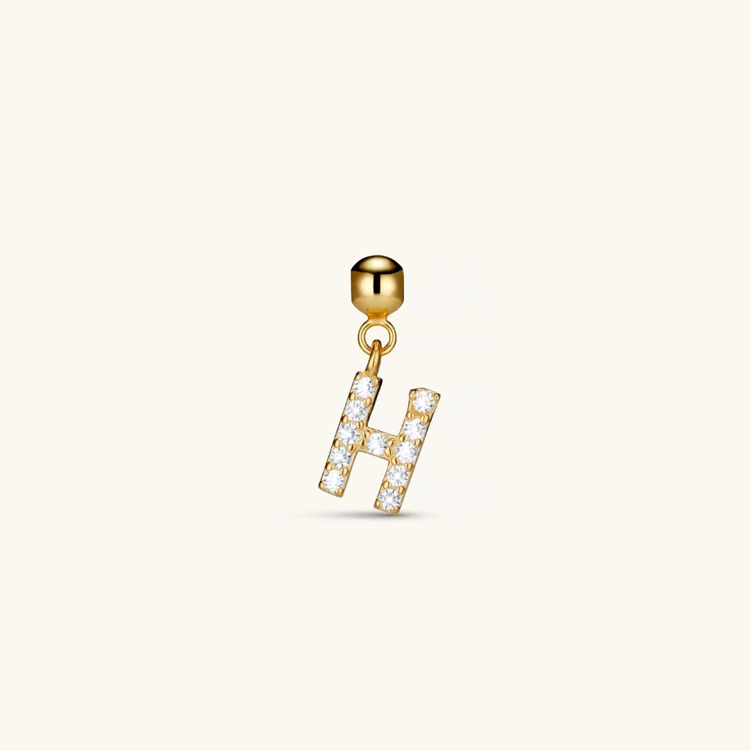 H Diamond Initial Charm Gold