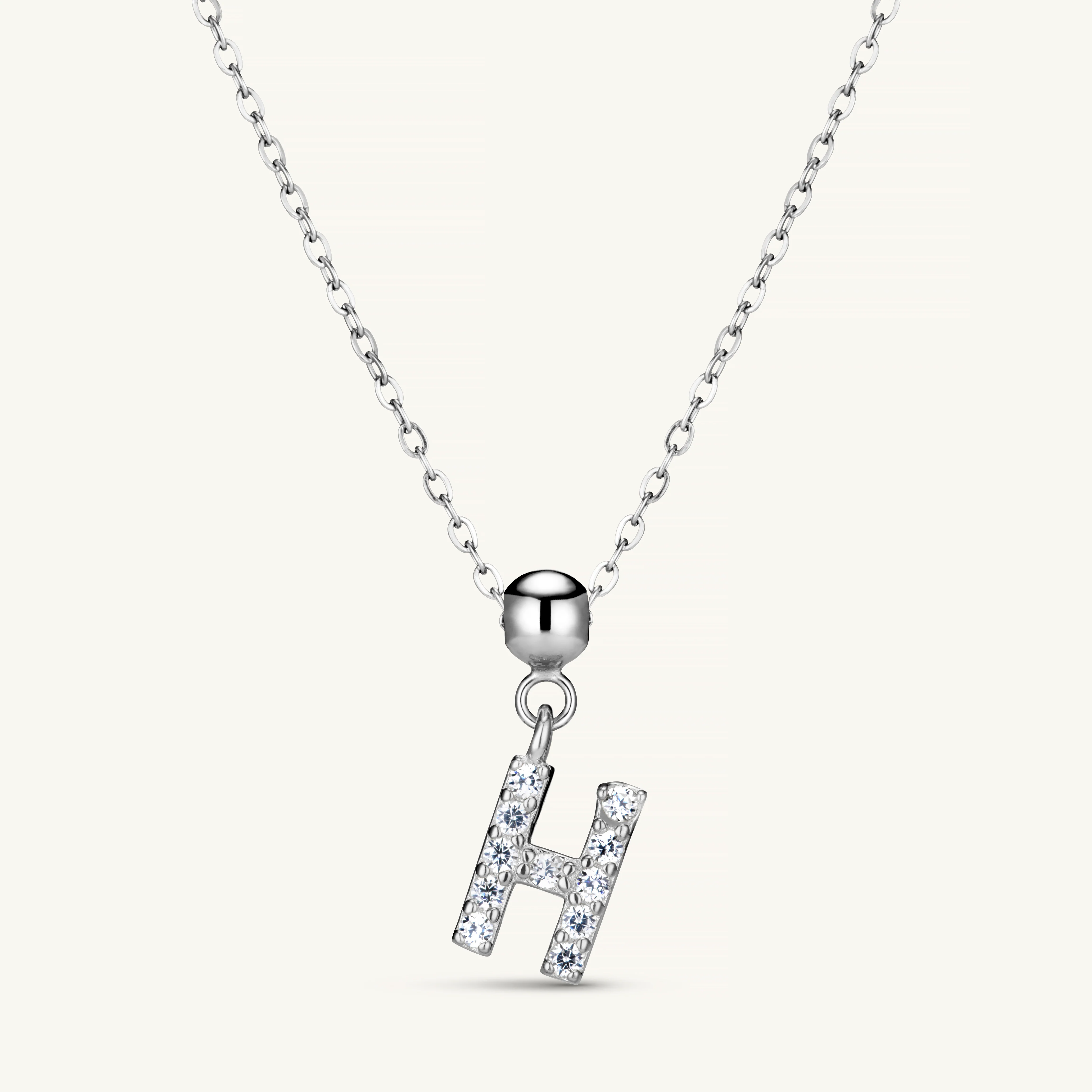 H Diamond Initial Charm Silver - Image 3