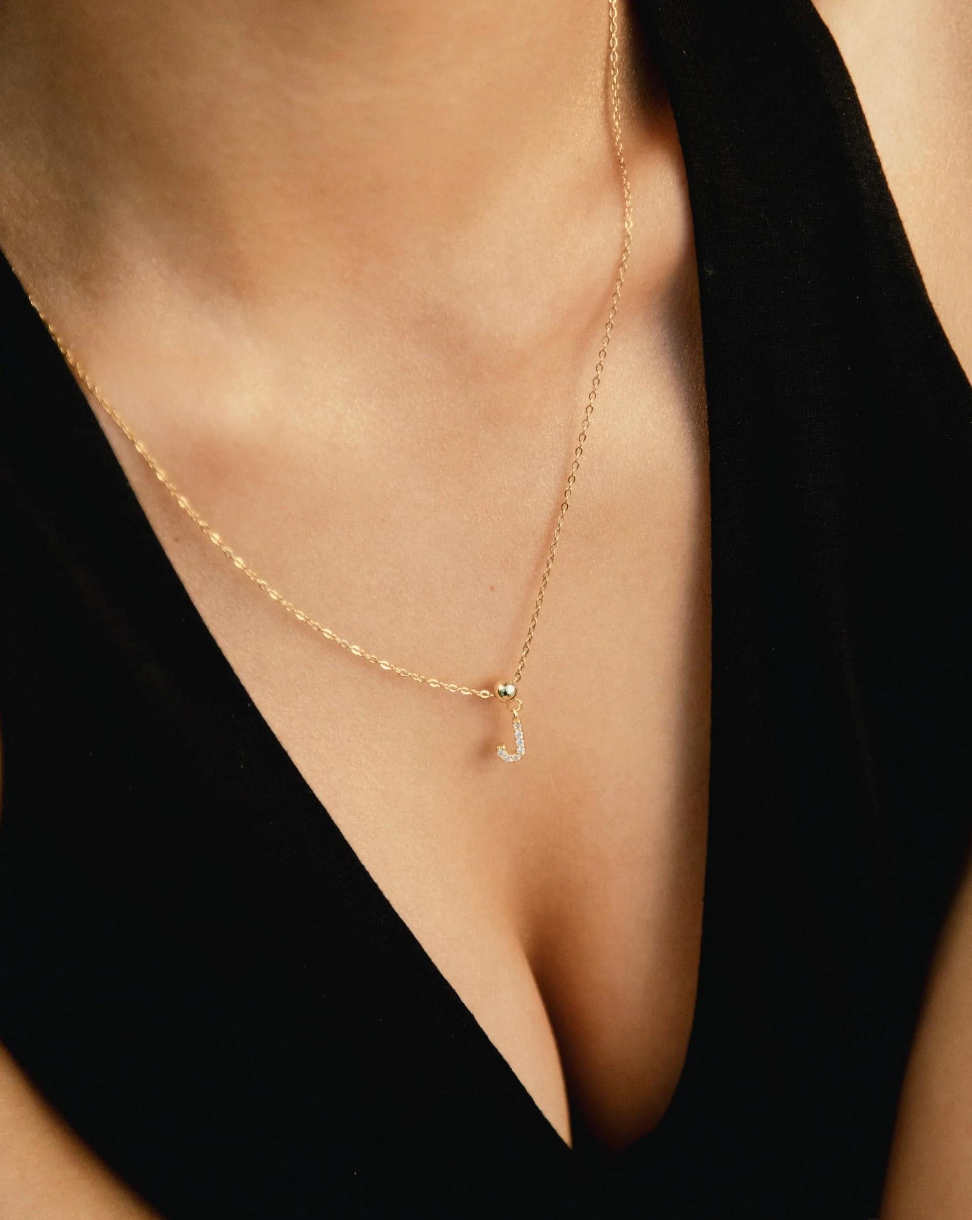 J Diamond Initial Charm Gold - Image 2
