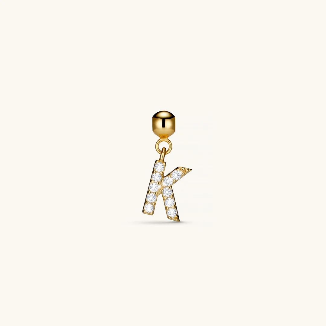 K Diamond Initial Charm Gold