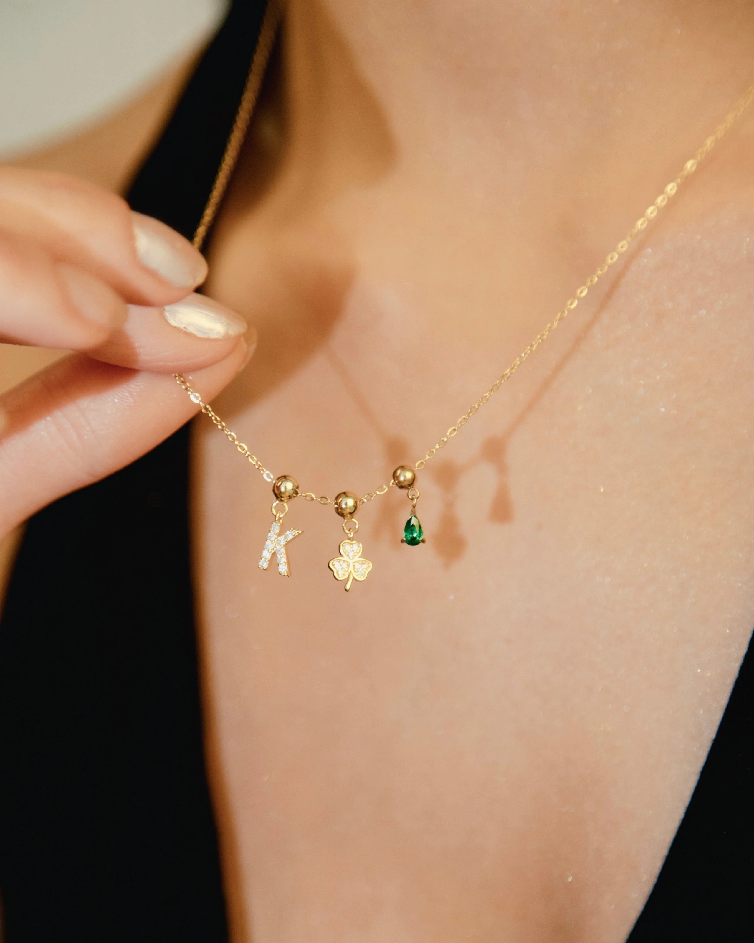 K Diamond Initial Charm Gold - Image 3
